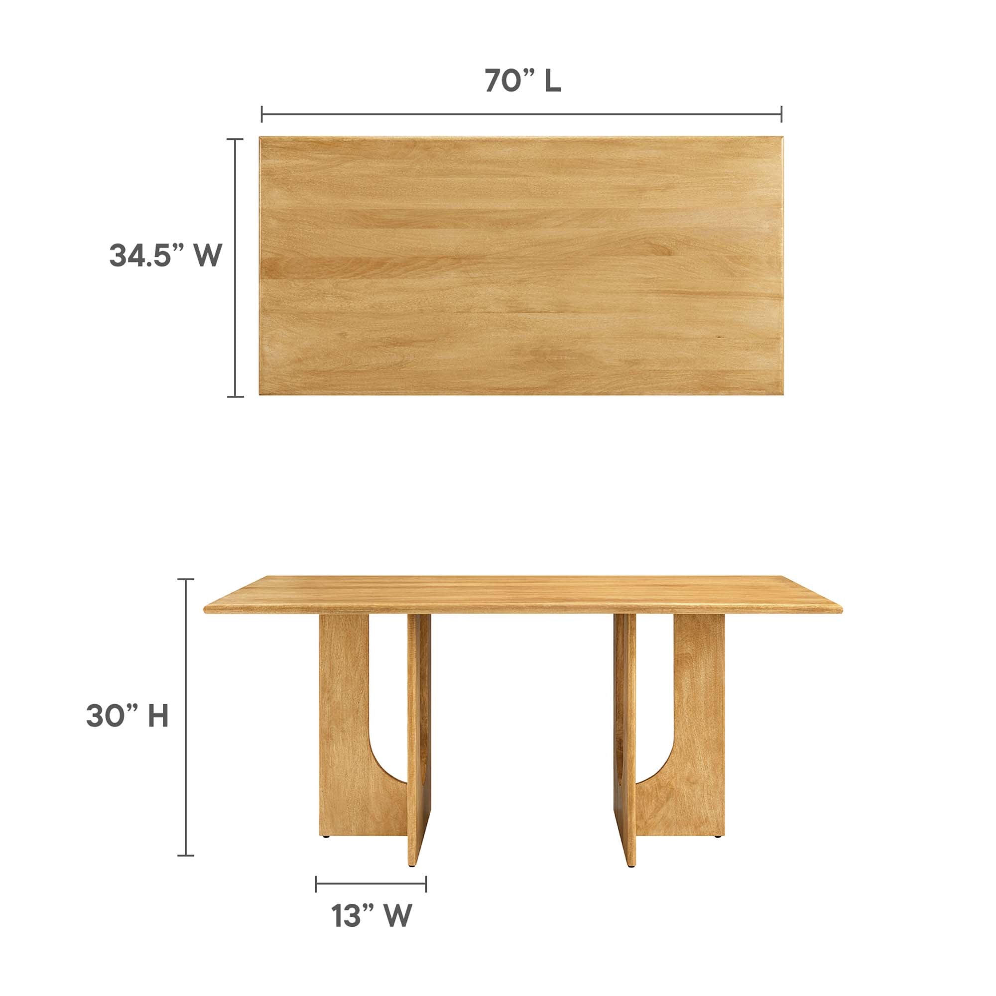 Modway Rivian Rectangular 70" Wood Dining Table