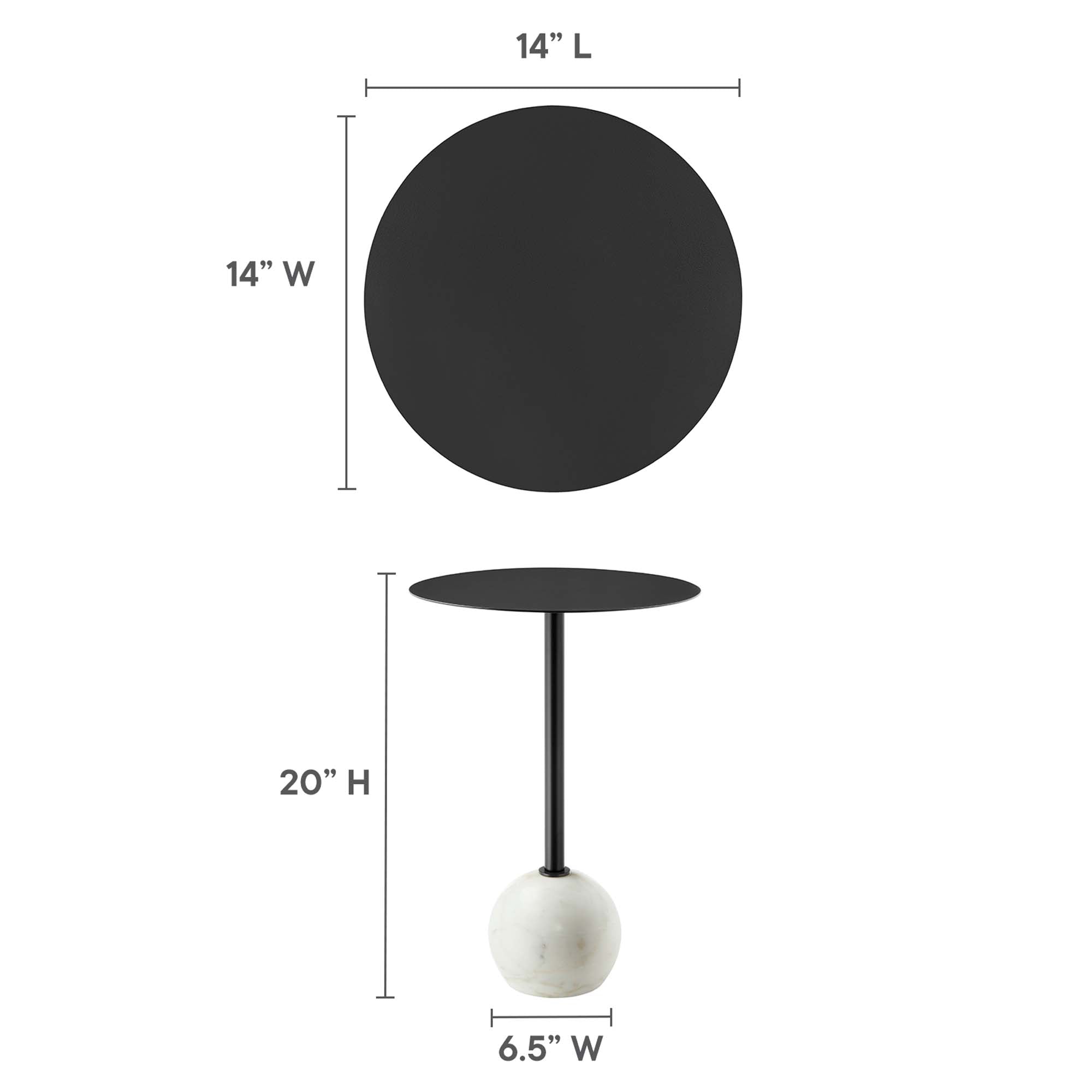 Modway Aliza Round White Marble Side Table