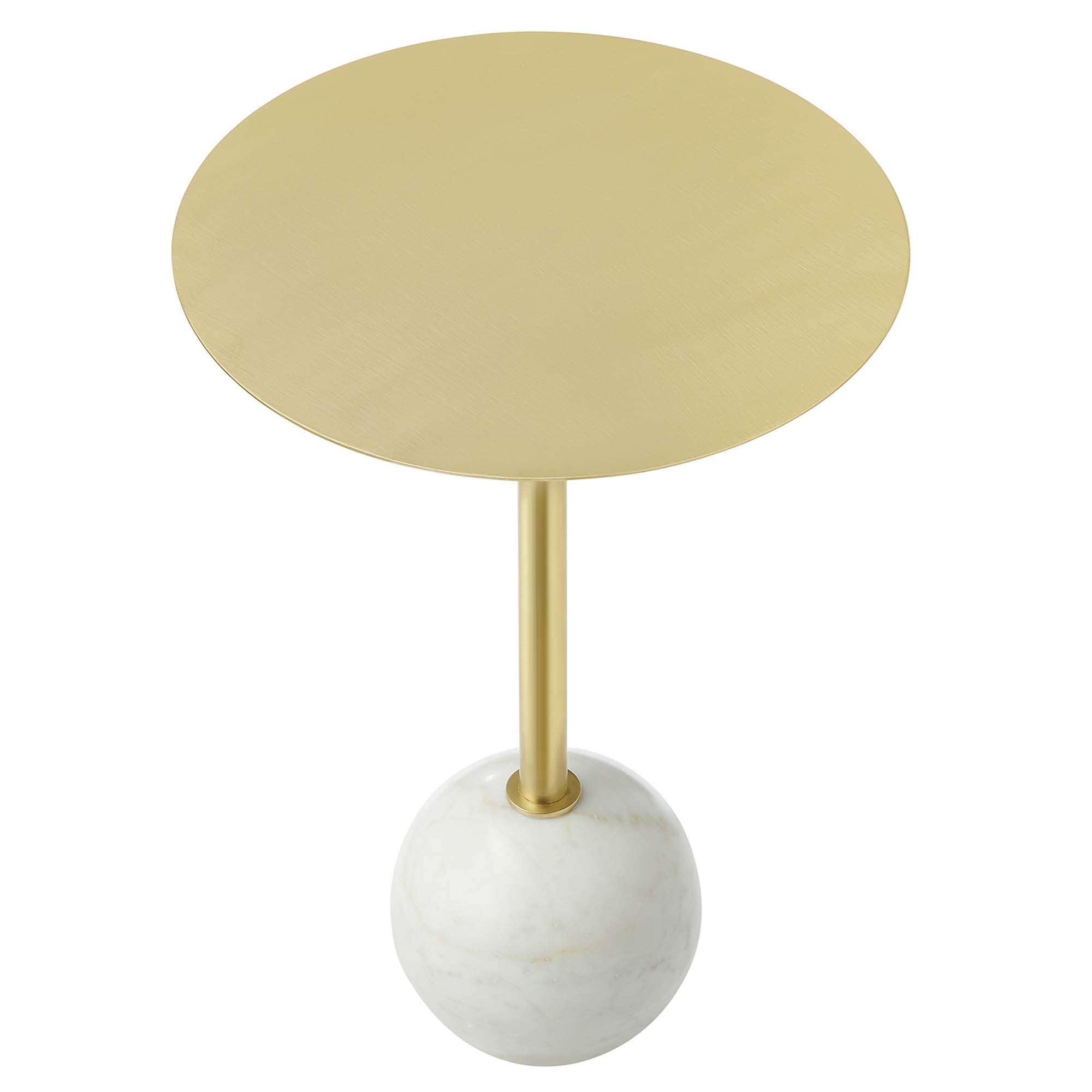 Modway Aliza Round White Marble Side Table