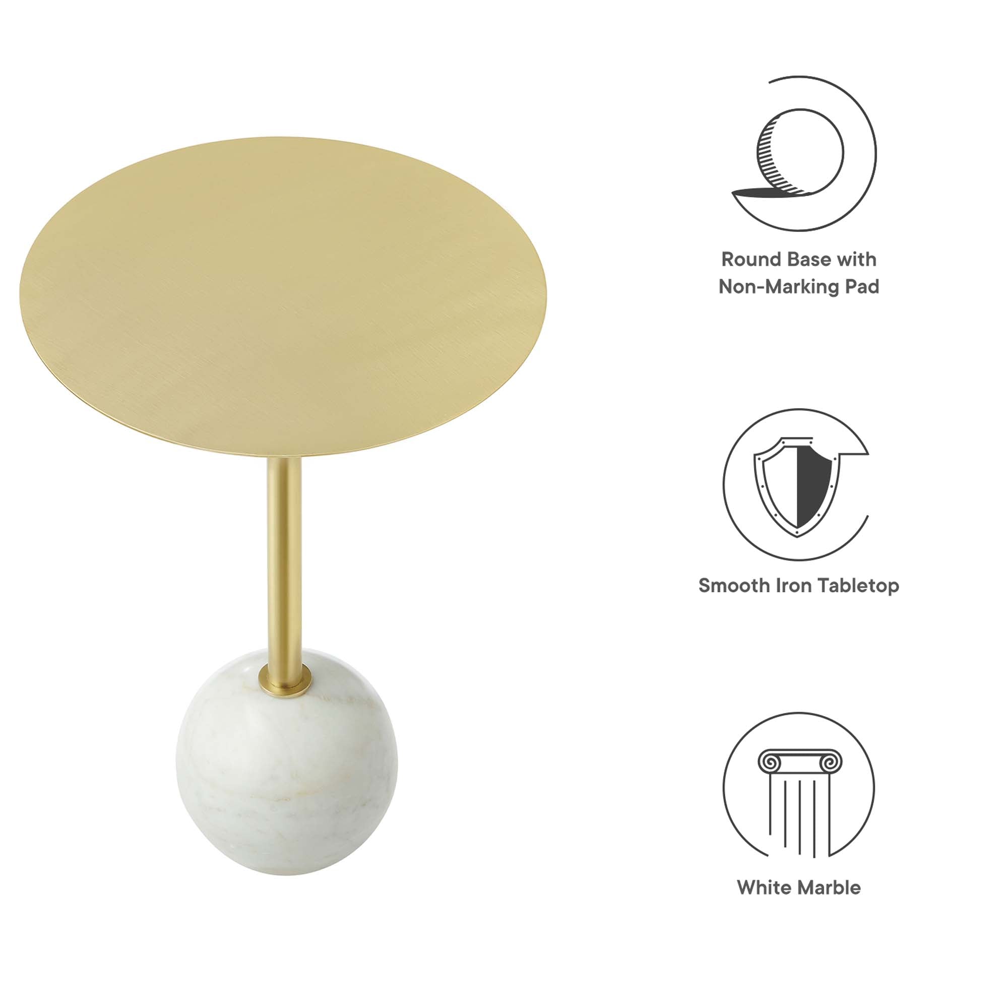 Modway Aliza Round White Marble Side Table