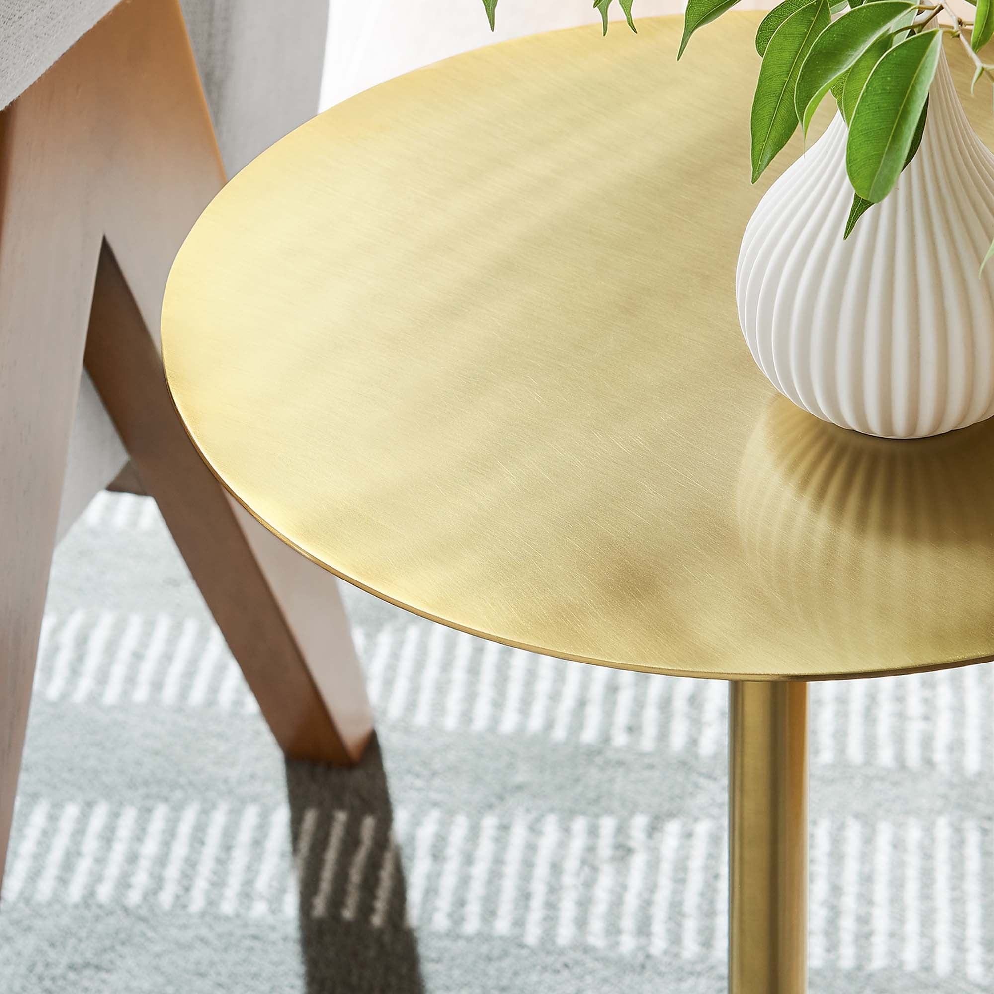 Modway Aliza Round White Marble Side Table