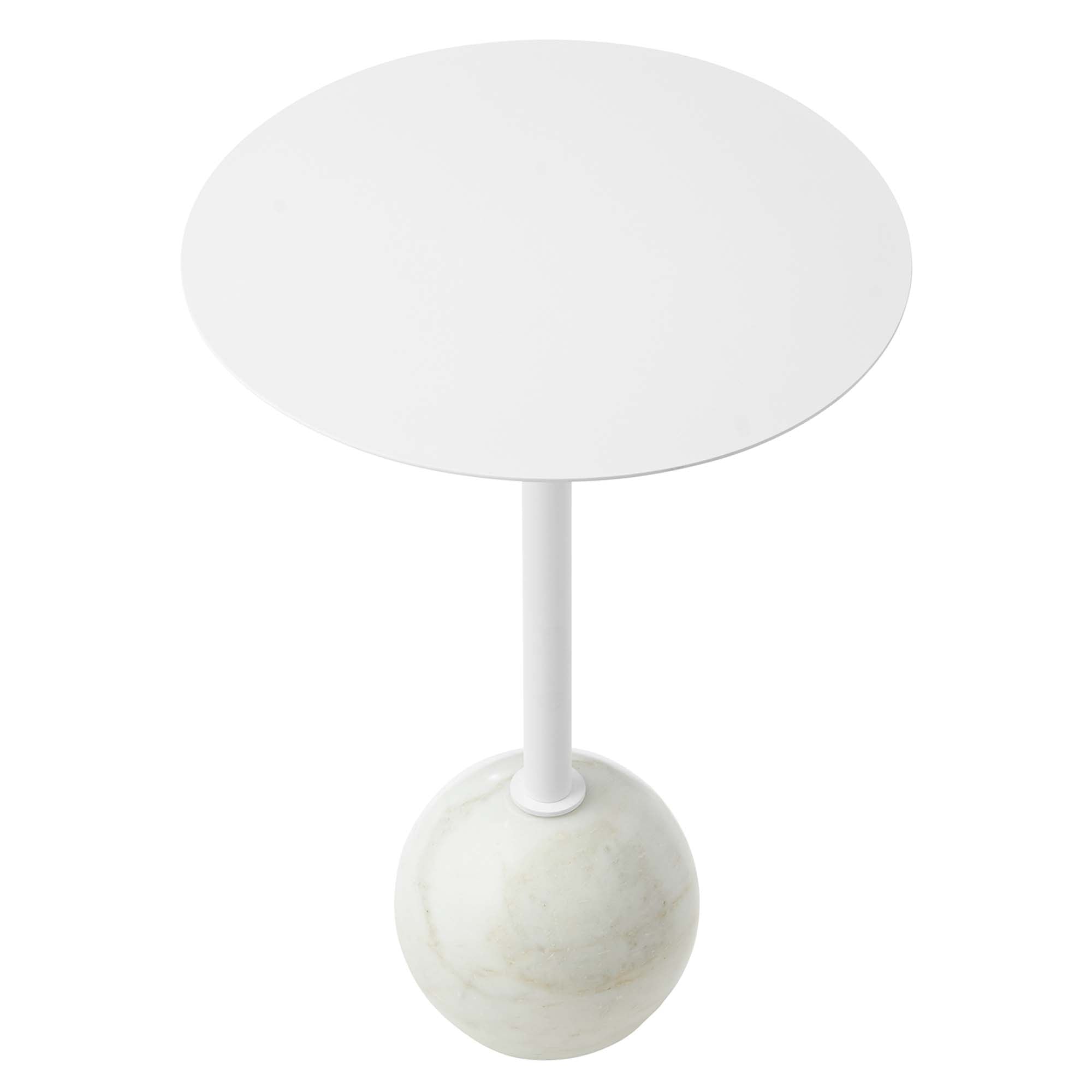 Modway Aliza Round White Marble Side Table