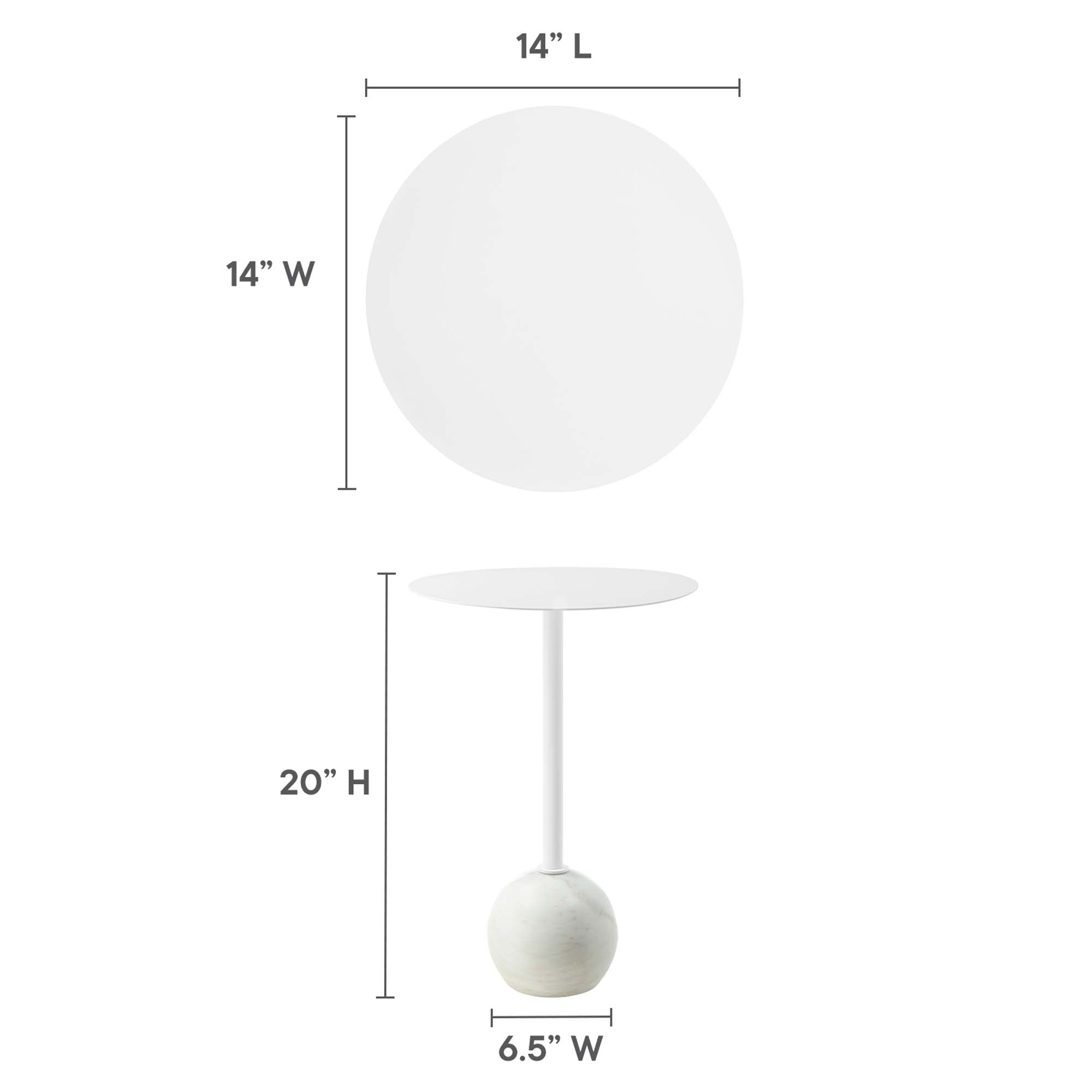 Modway Aliza Round White Marble Side Table