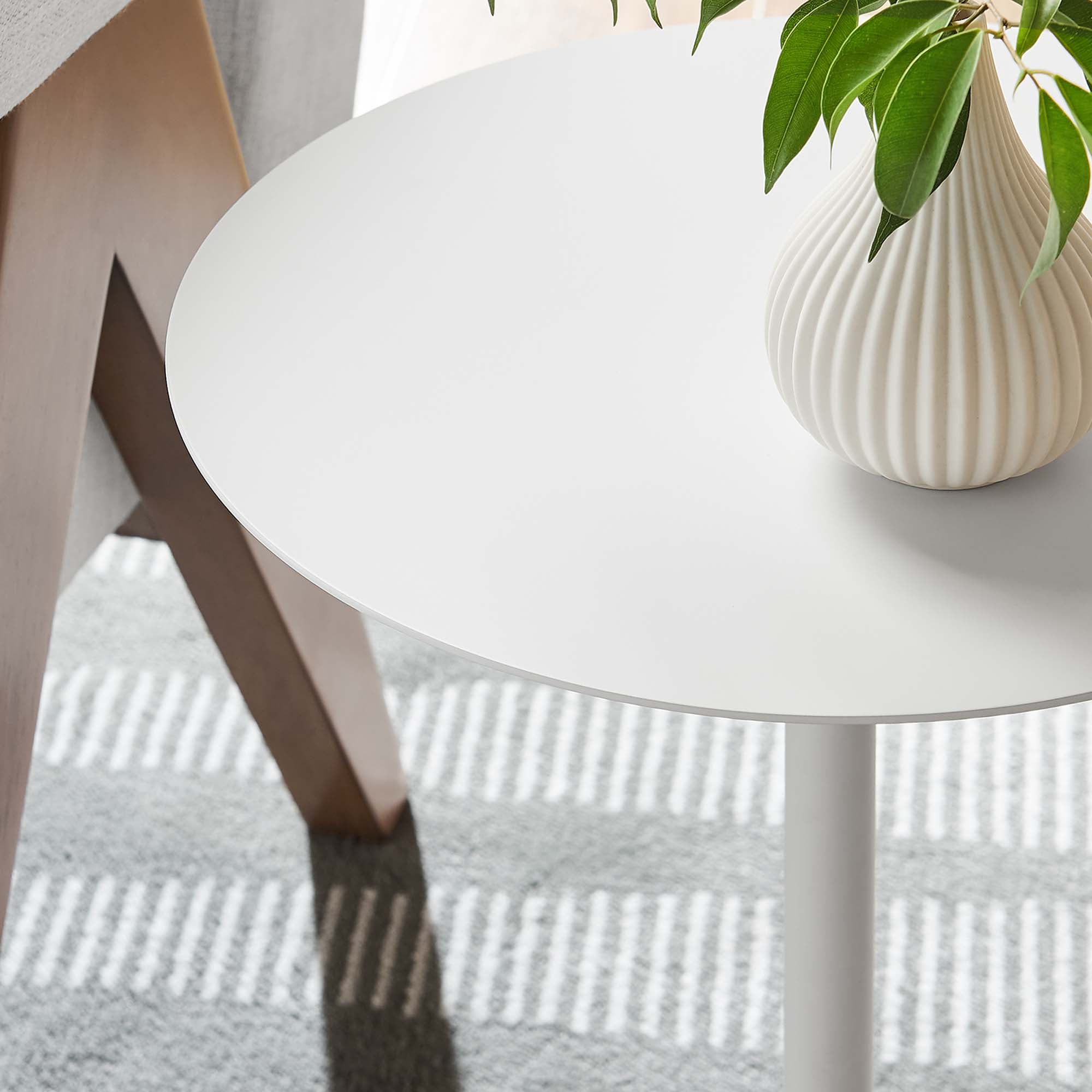 Modway Aliza Round White Marble Side Table