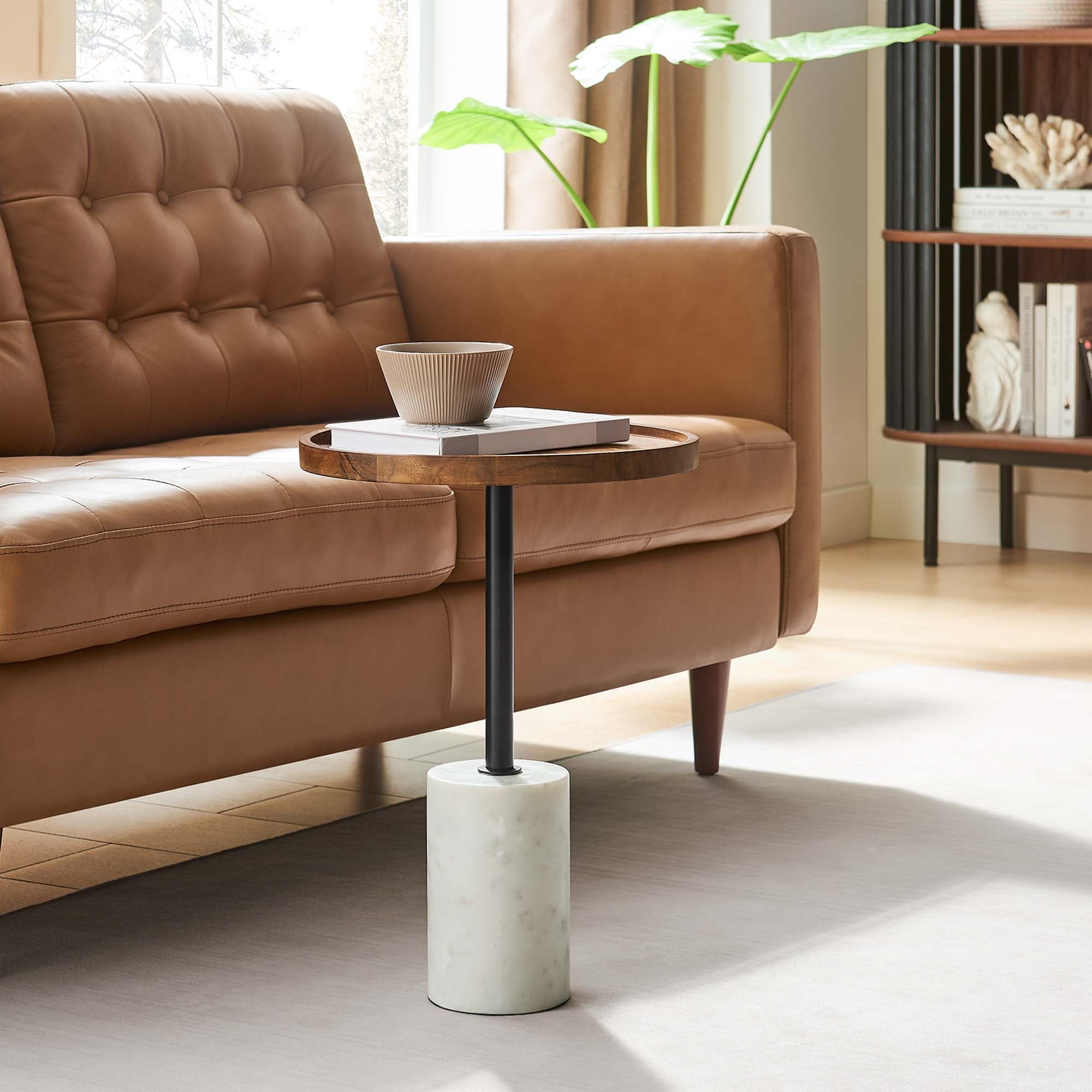 Modway Amina Round Acacia Wood Side Table