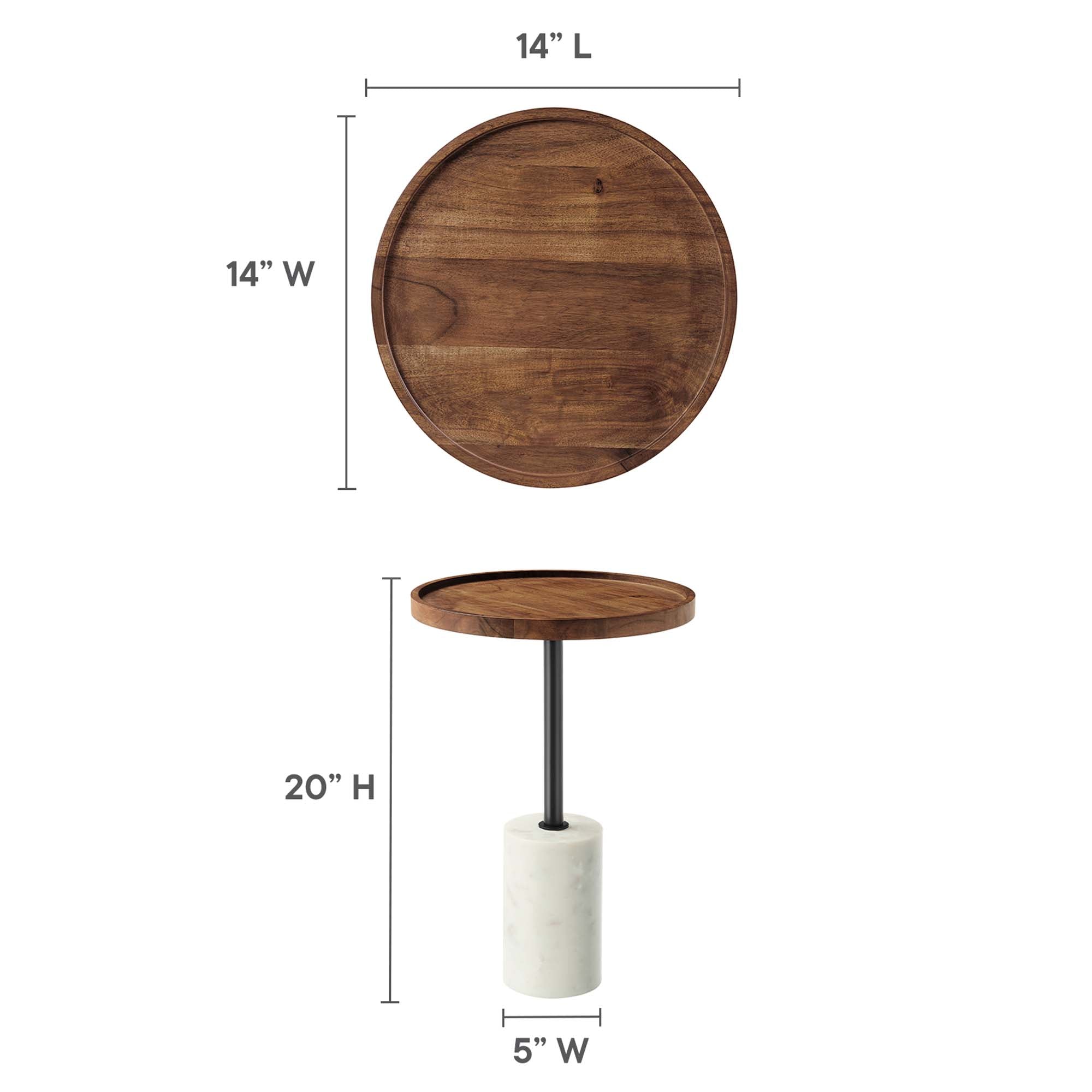 Modway Amina Round Acacia Wood Side Table