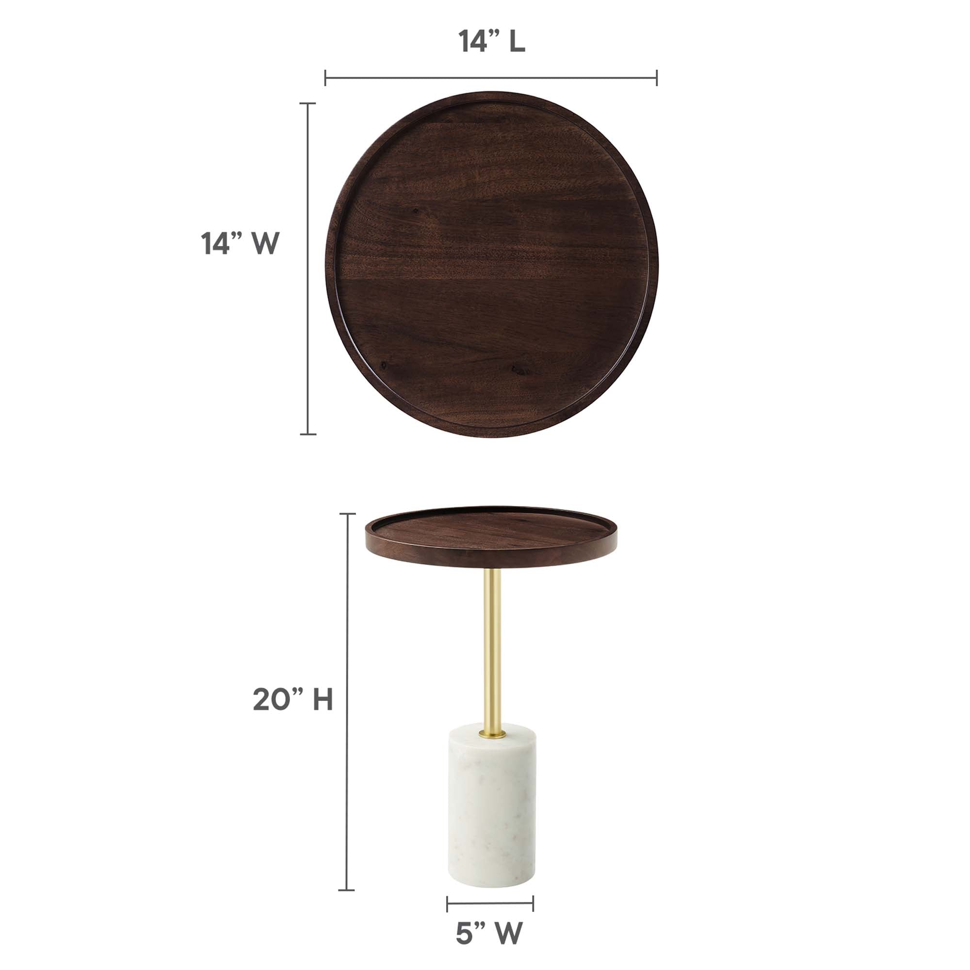 Modway Amina Round Acacia Wood Side Table