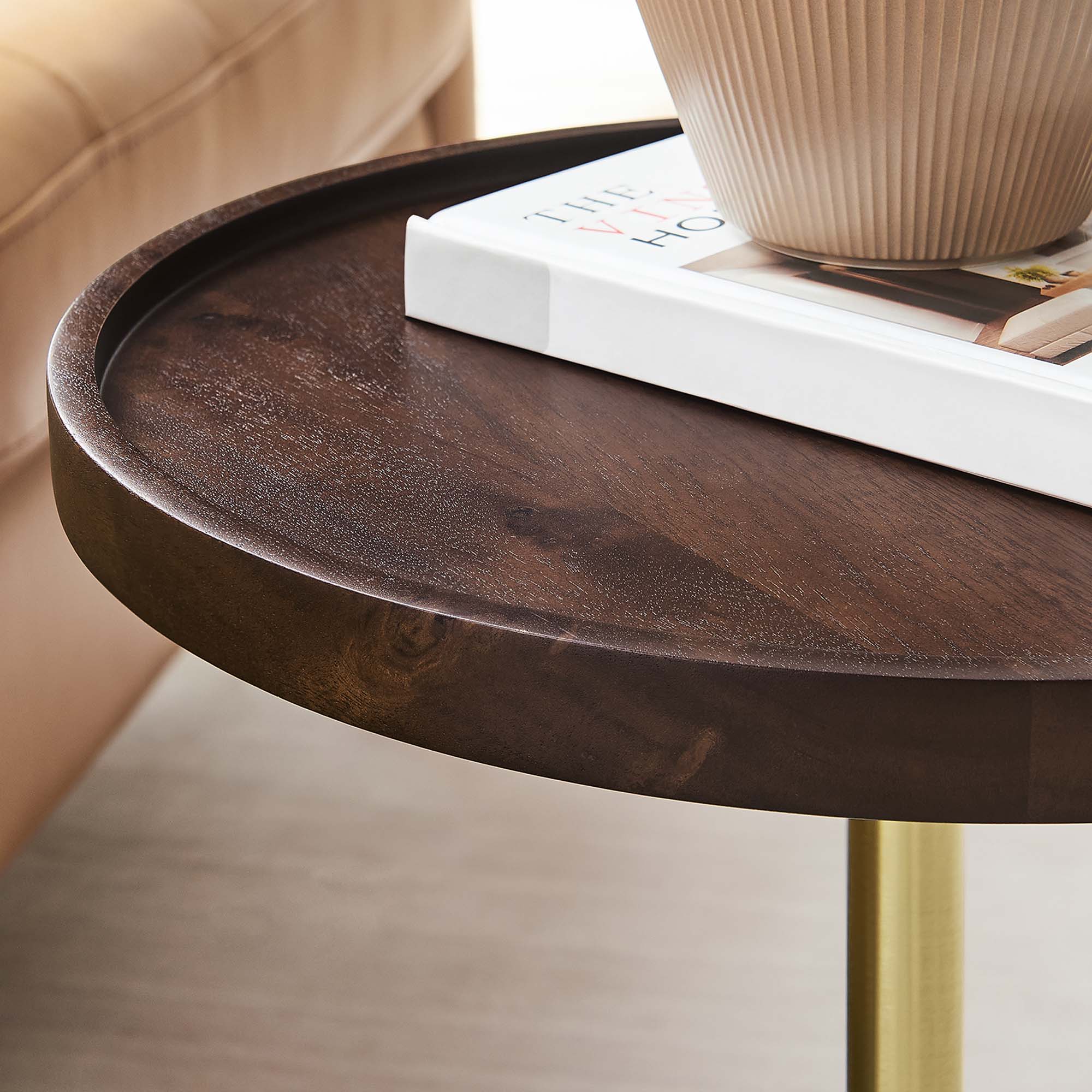 Modway Amina Round Acacia Wood Side Table
