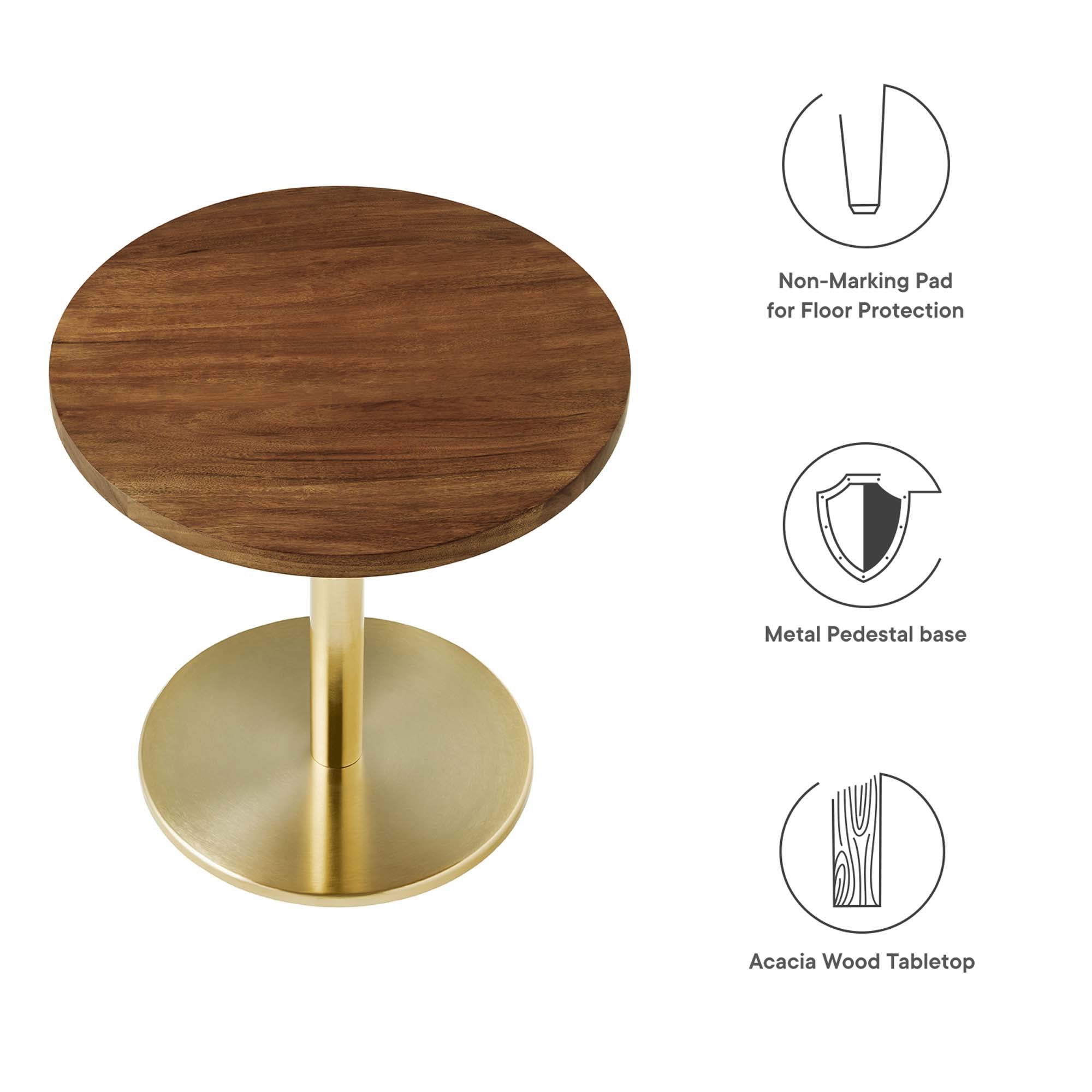 Modway Viva Round Acacia Wood Side Table