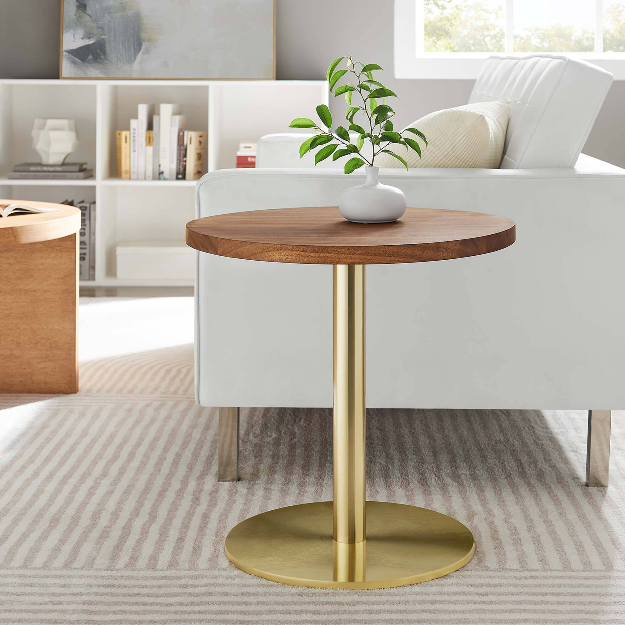 Modway Viva Round Acacia Wood Side Table