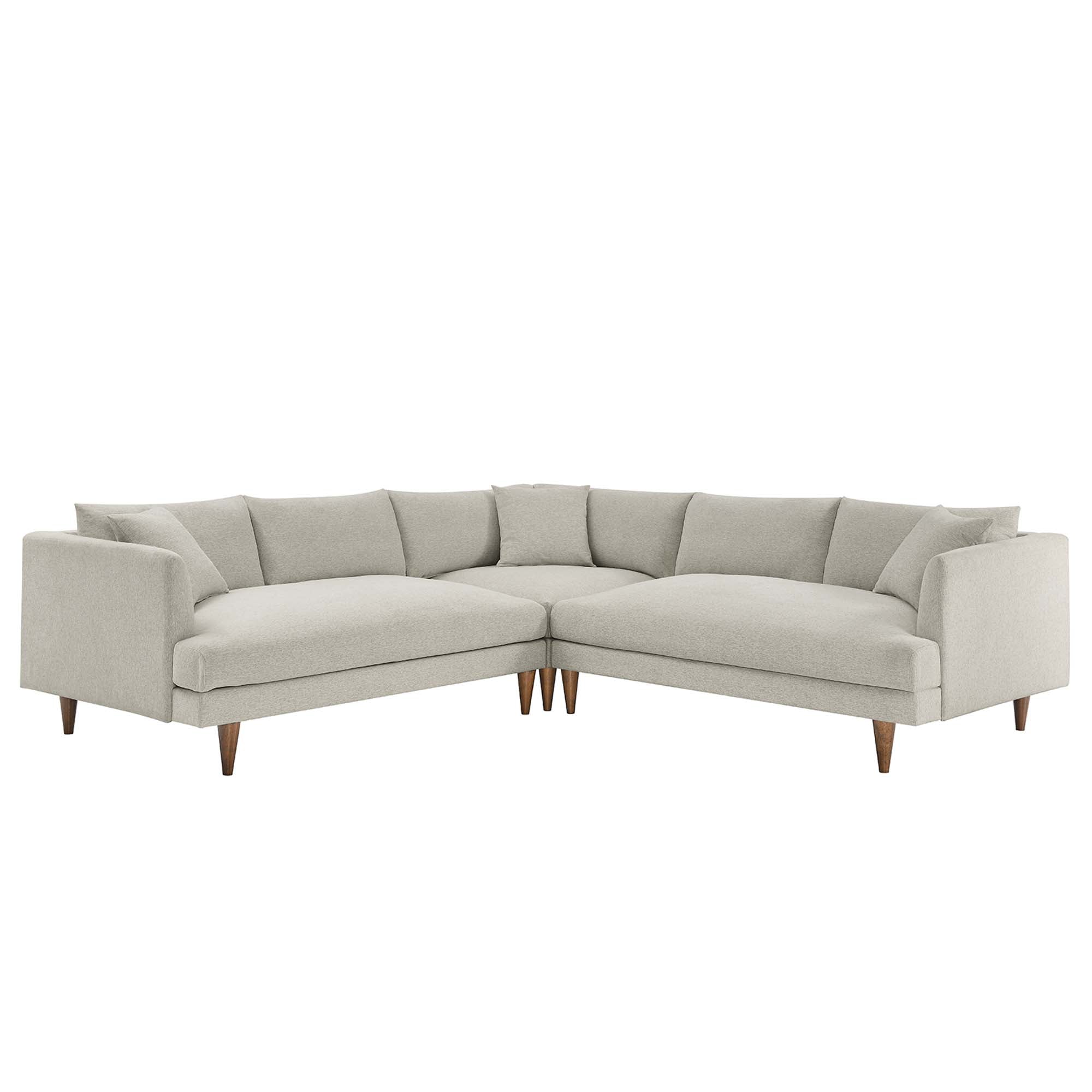 Modway Zoya 3 Piece Down Filled Overstuffed Sectional Sofa