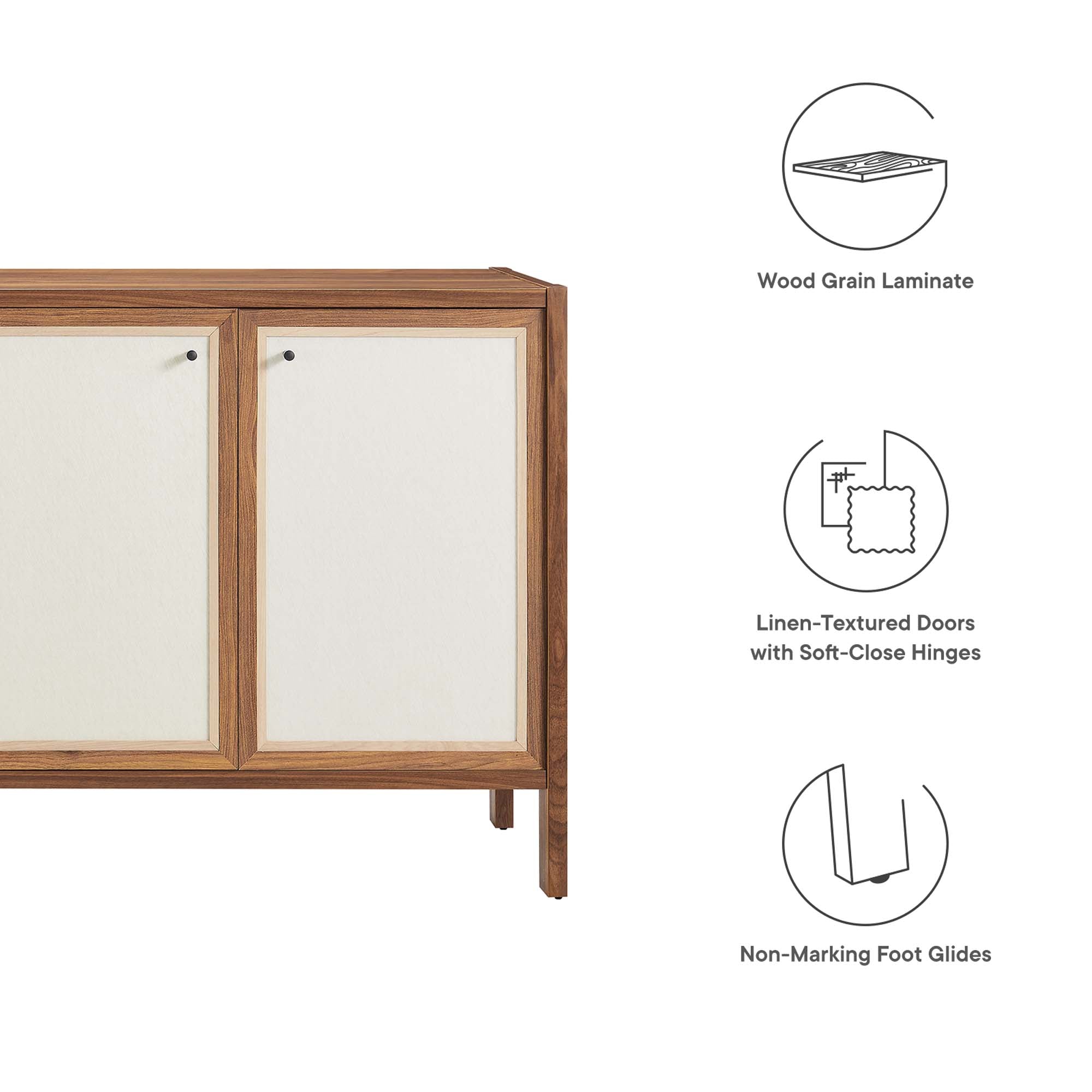 Modway Capri 65" Wood Grain Sideboard Storage Cabinet