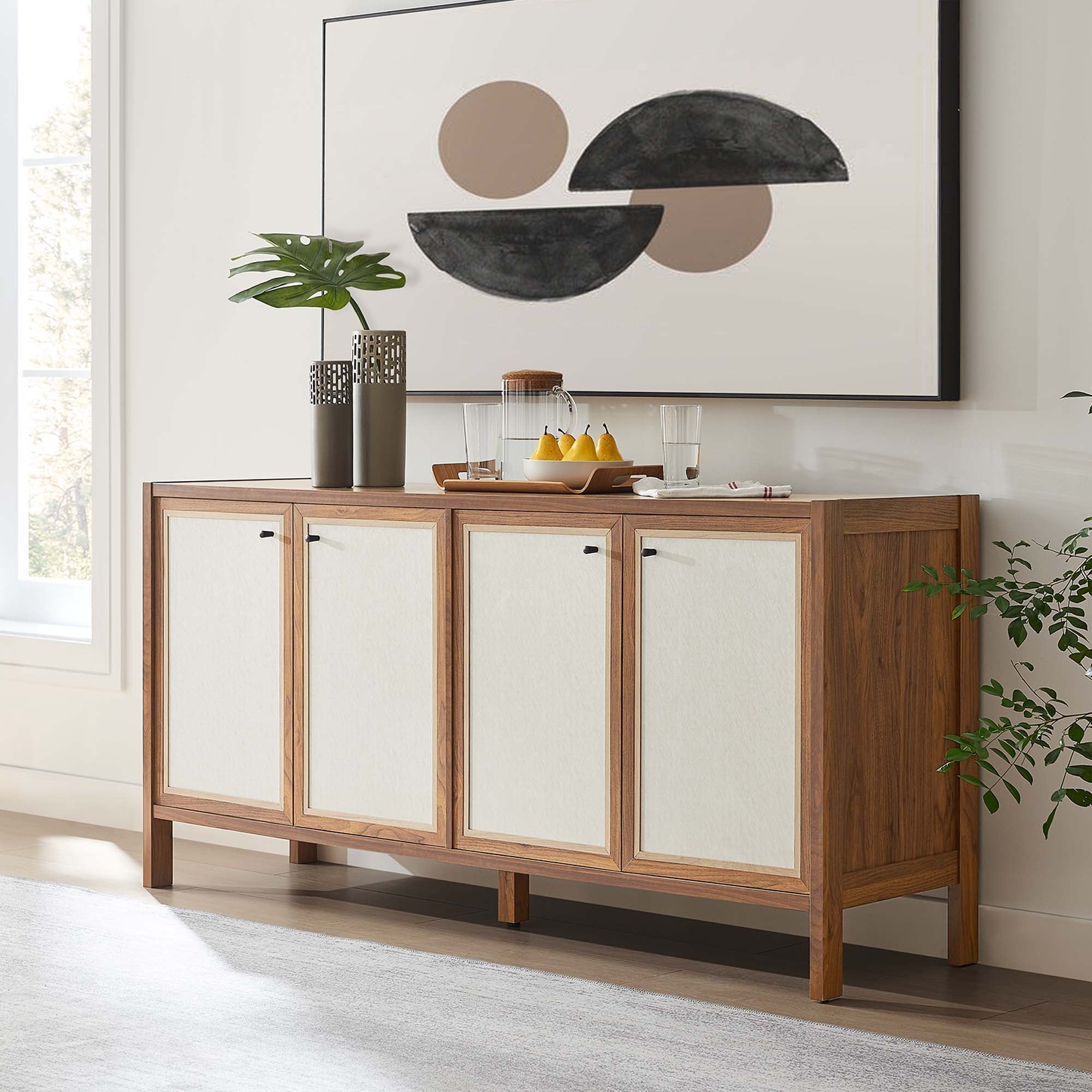 Modway Capri 65" Wood Grain Sideboard Storage Cabinet