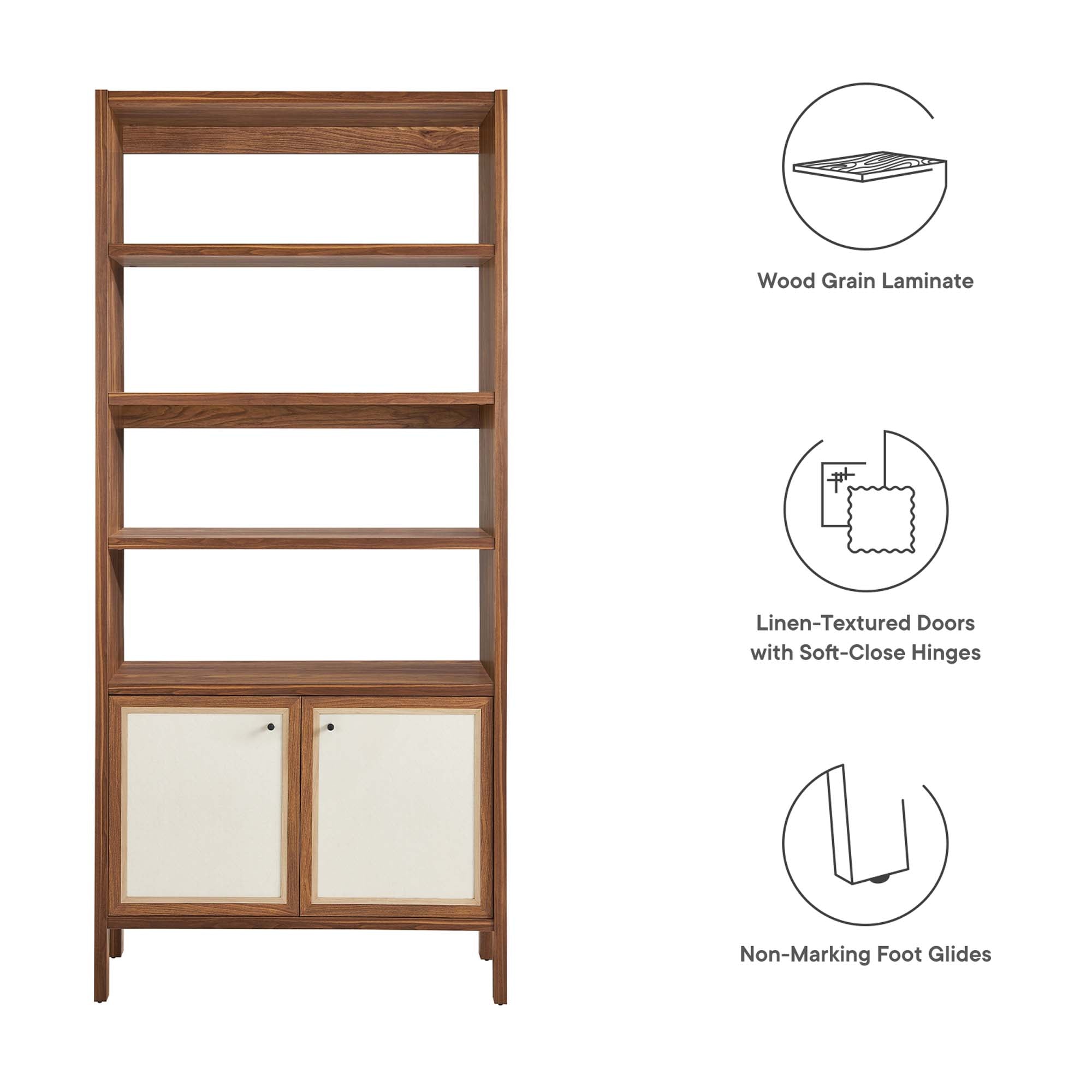Modway Capri 4-Shelf Wood Grain Bookcase