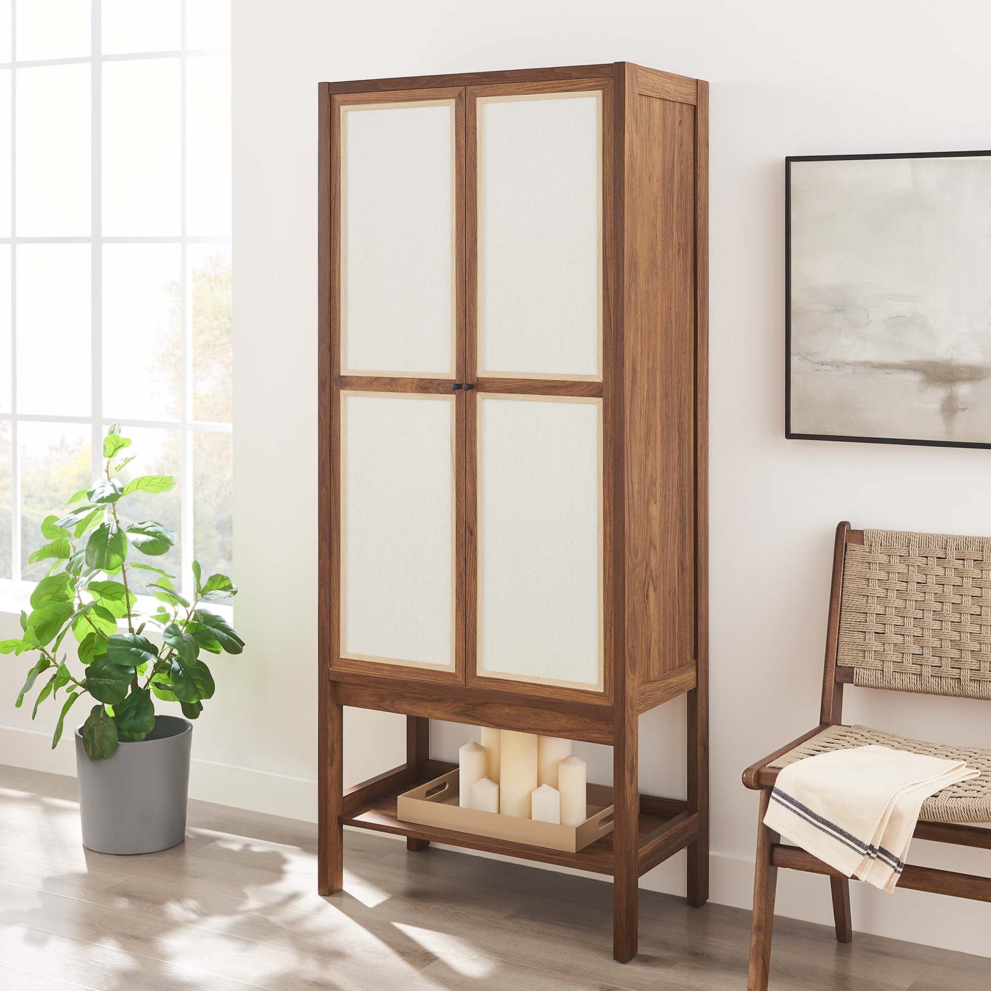 Modway Capri Tall Wood Grain Standing Storage Cabinet