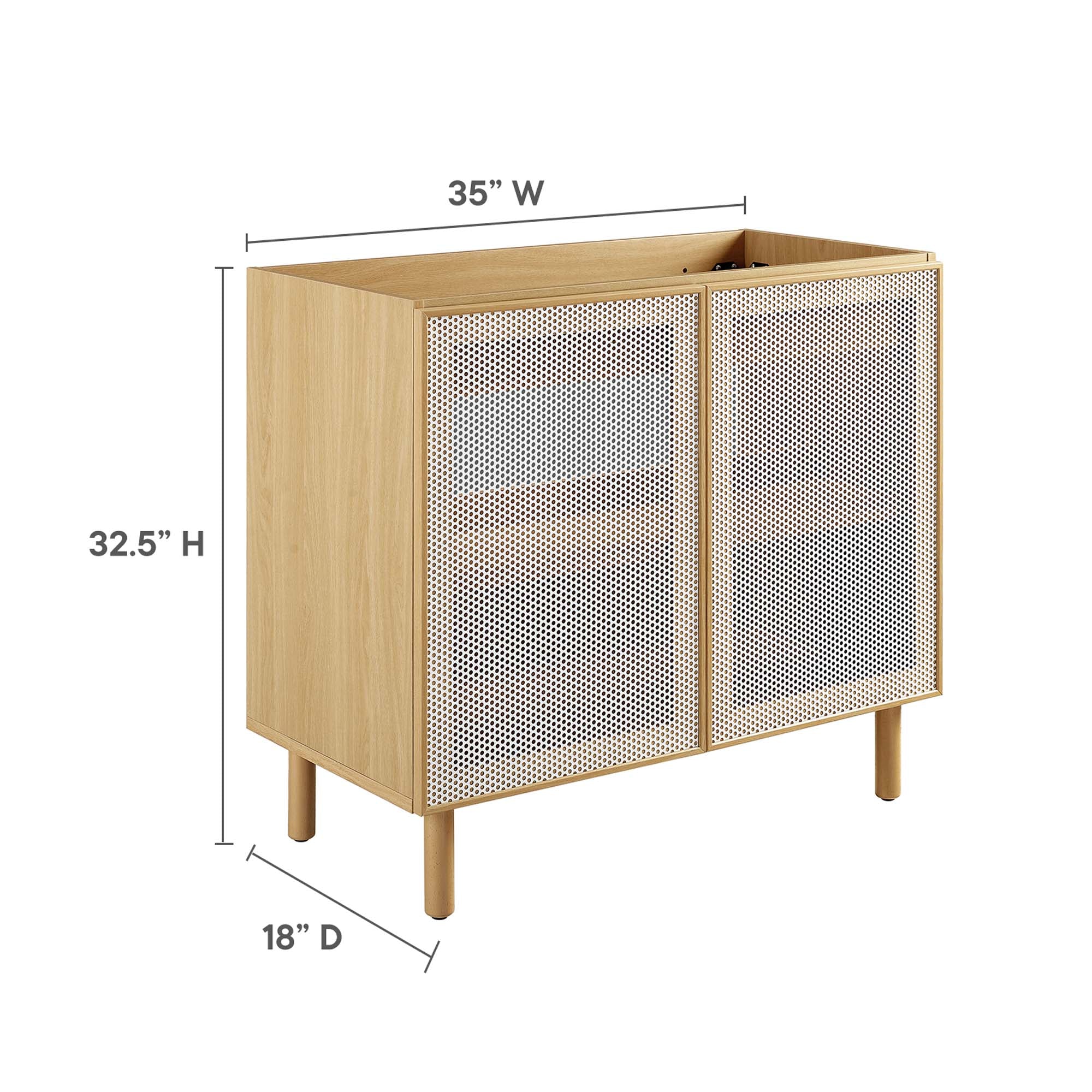 Modway Calla 36" Perforated Metal Bathroom Vanity Cabinet (Sink Basin Not Included)
