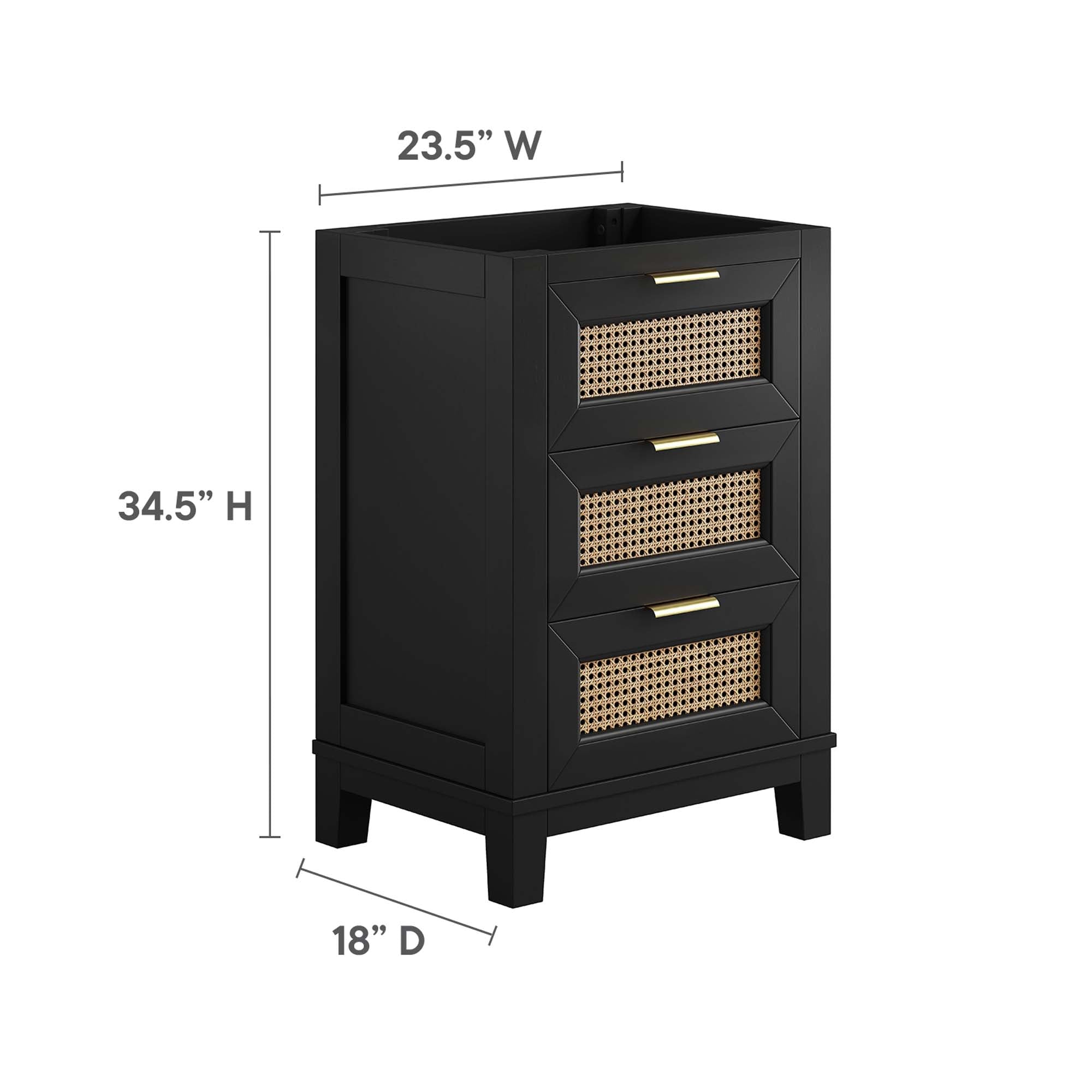 Modway Dixie 24” Solid Wood Bathroom Vanity Cabinet (Sink Basin Not Included)