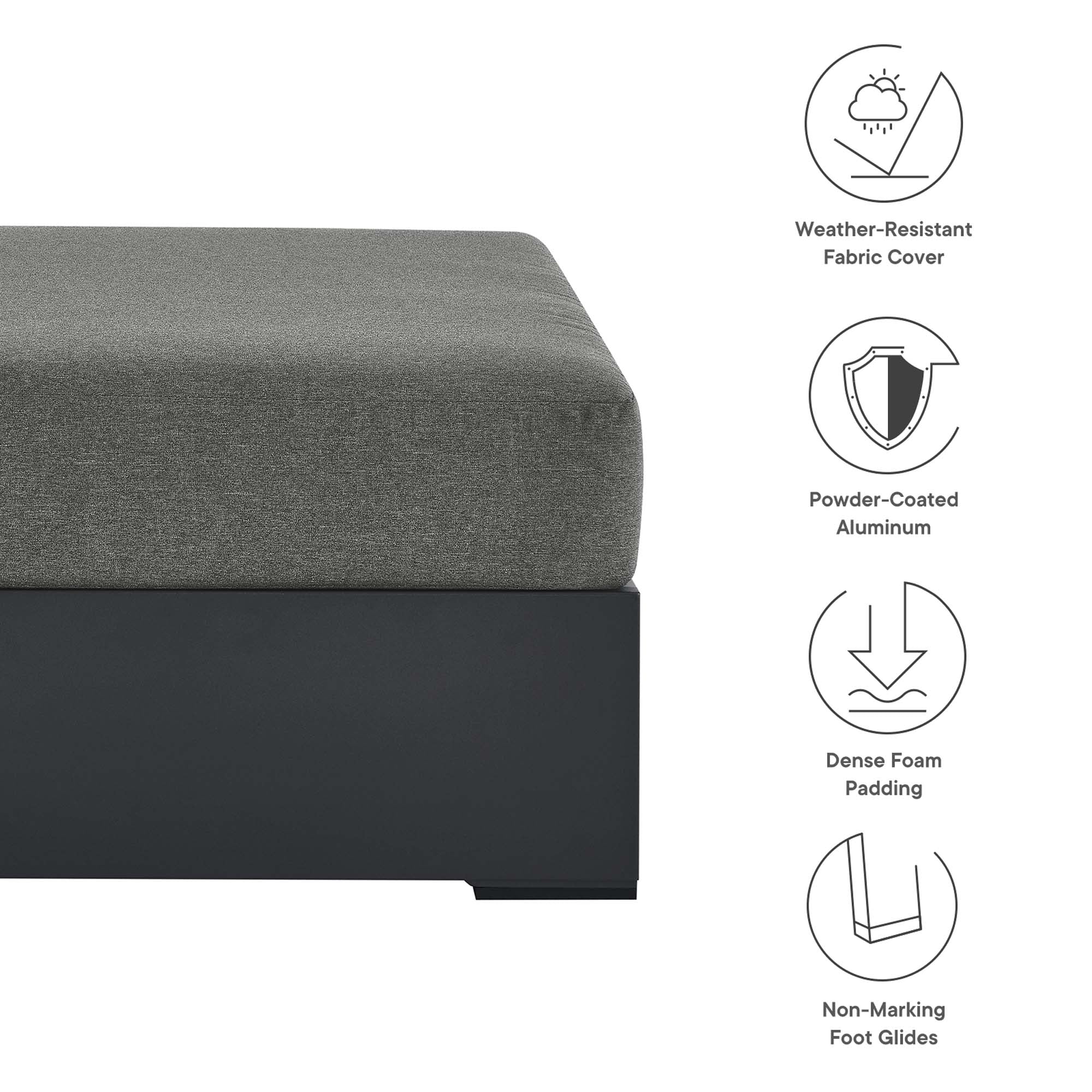 Modway Tahoe Outdoor Patio Powder-Coated Aluminum Ottoman