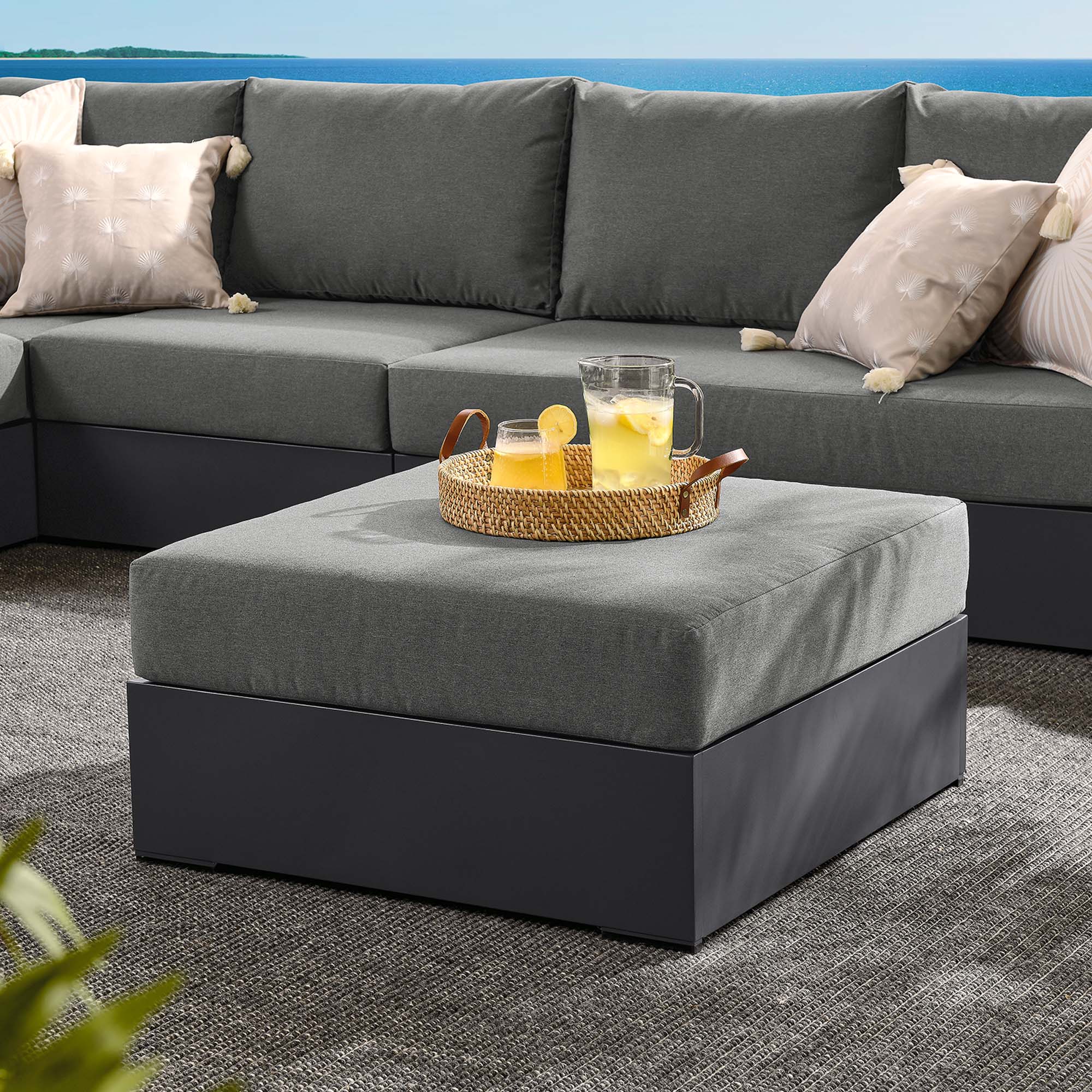 Modway Tahoe Outdoor Patio Powder-Coated Aluminum Ottoman