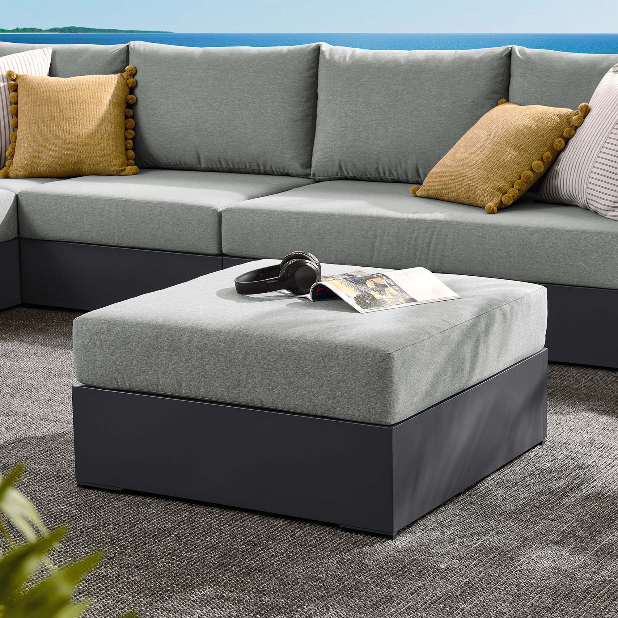Modway Tahoe Outdoor Patio Powder-Coated Aluminum Ottoman