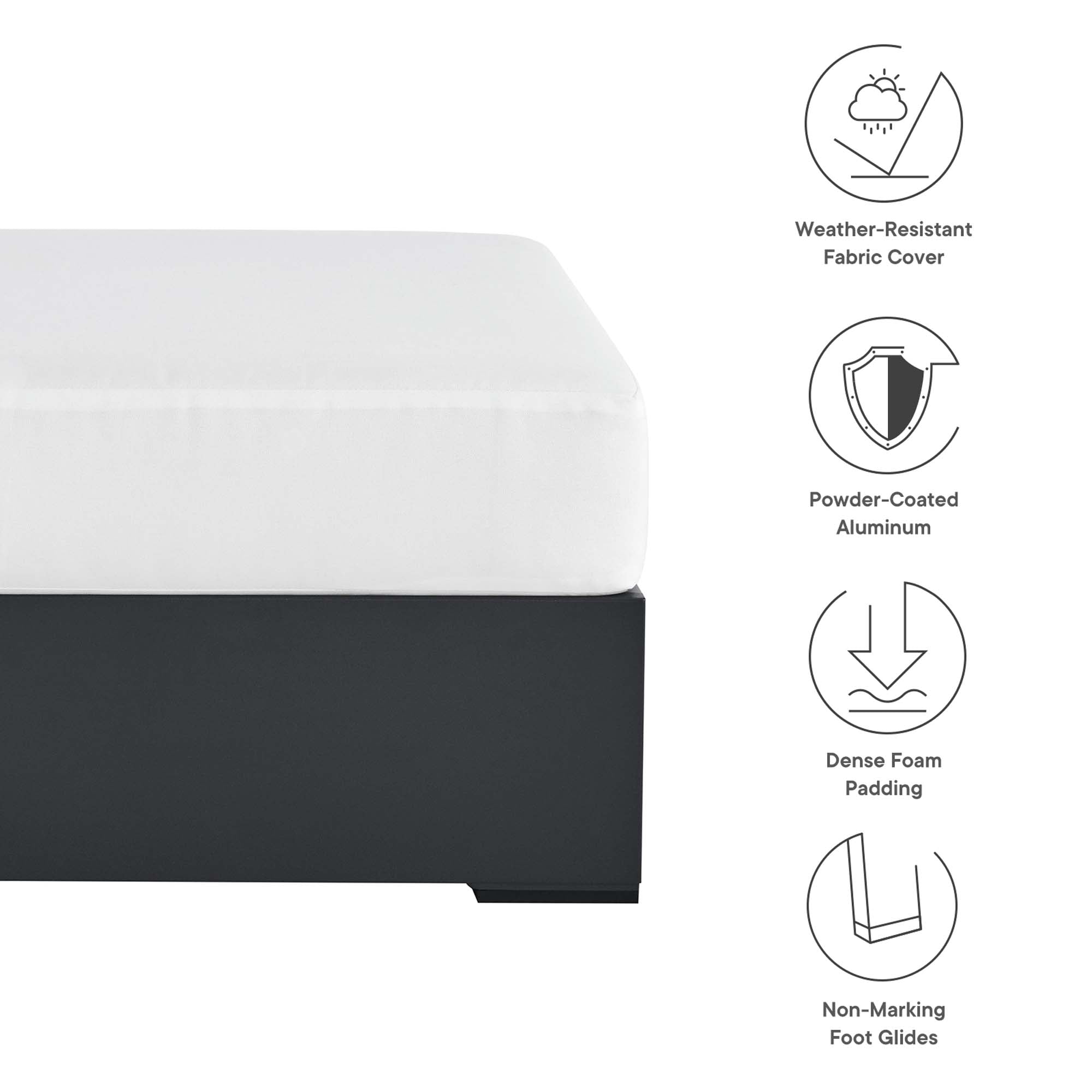 Modway Tahoe Outdoor Patio Powder-Coated Aluminum Ottoman