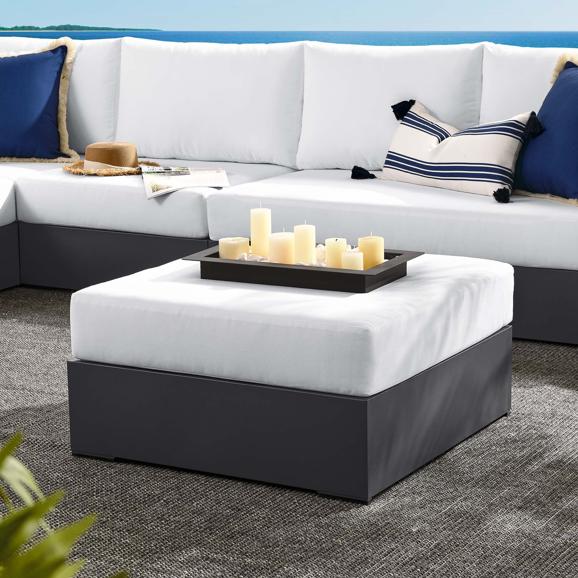 Modway Tahoe Outdoor Patio Powder-Coated Aluminum Ottoman