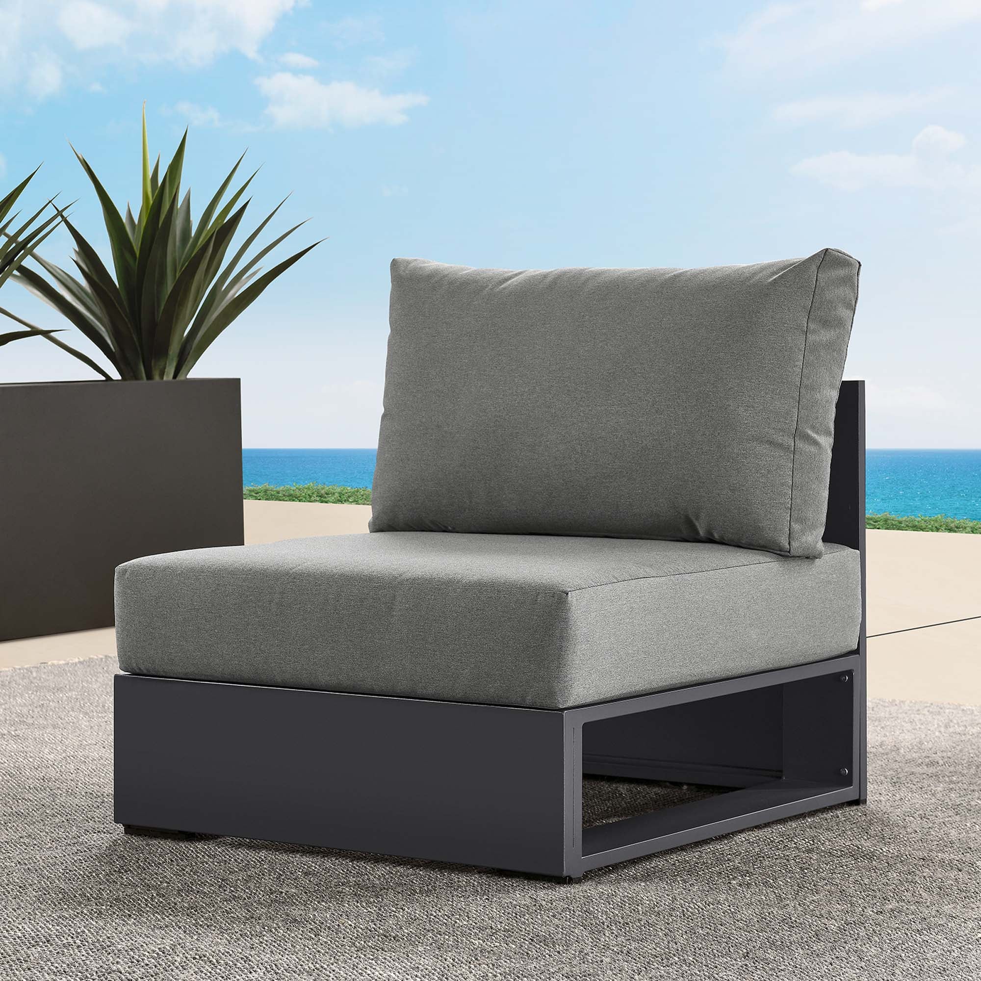 Modway Tahoe Outdoor Patio Powder-Coated Aluminum Modular Armless Chair