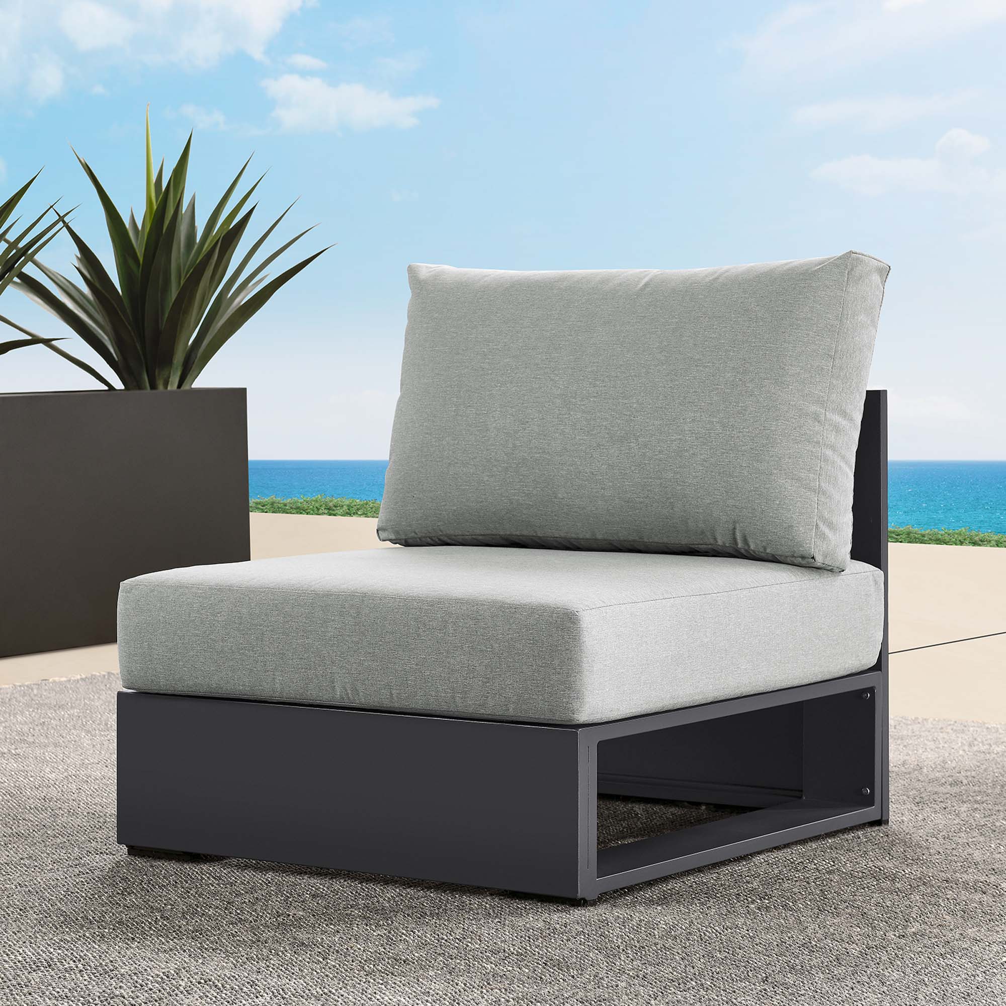 Modway Tahoe Outdoor Patio Powder-Coated Aluminum Modular Armless Chair