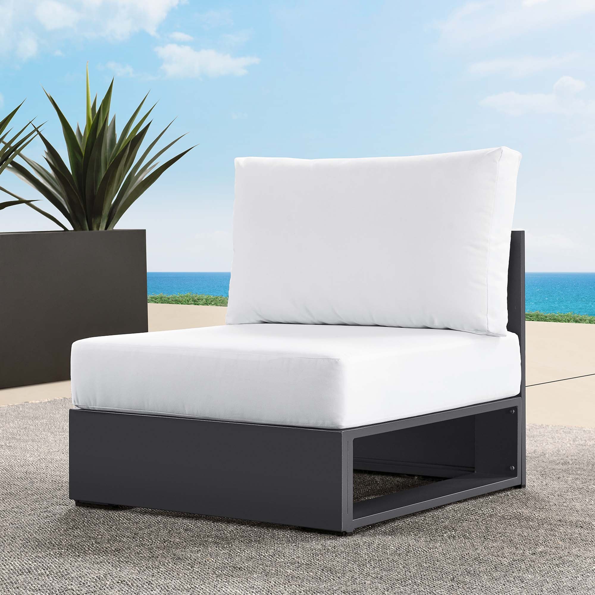 Modway Tahoe Outdoor Patio Powder-Coated Aluminum Modular Armless Chair