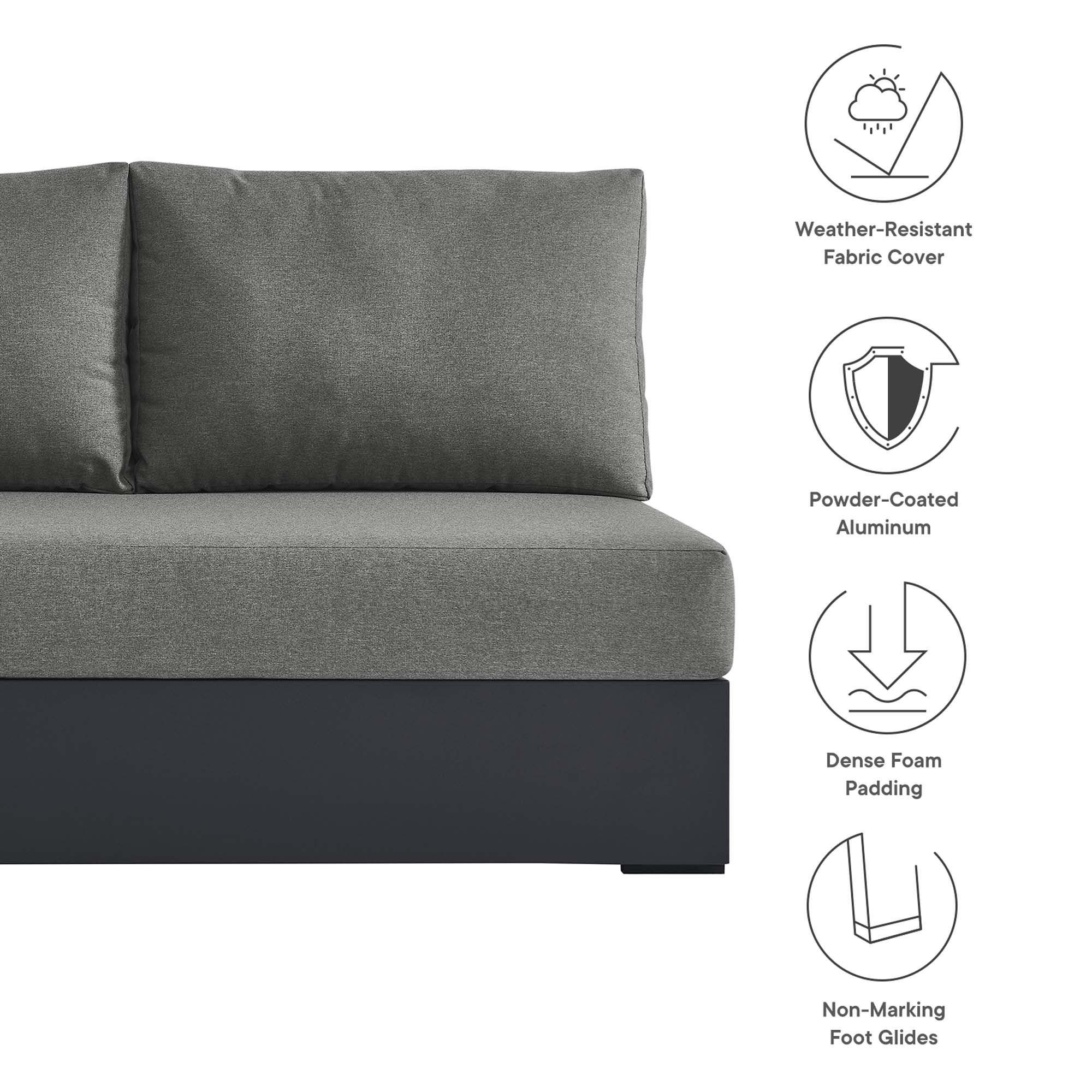 Modway Tahoe Outdoor Patio Powder-Coated Aluminum Modular Left-Facing Loveseat