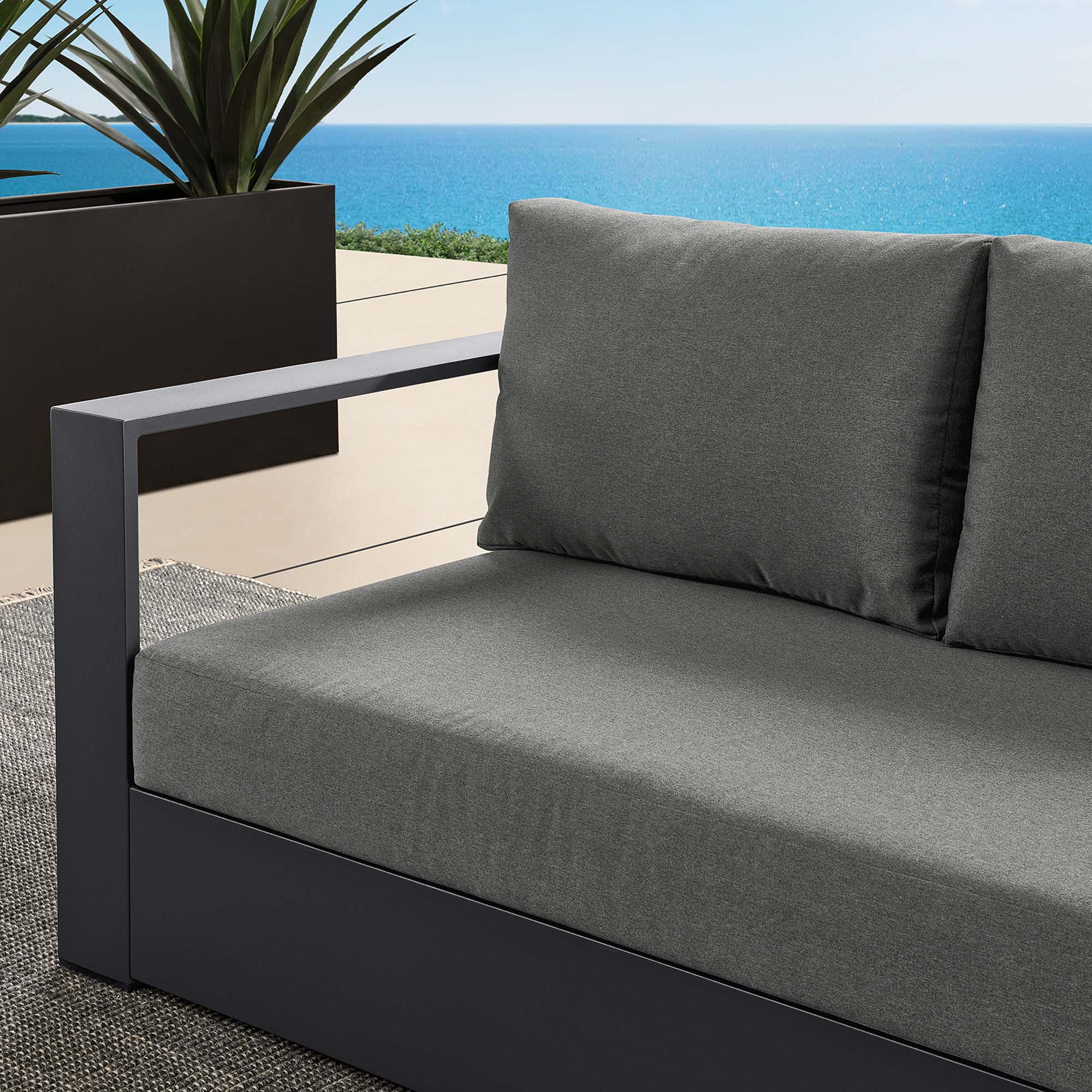 Modway Tahoe Outdoor Patio Powder-Coated Aluminum Modular Left-Facing Loveseat