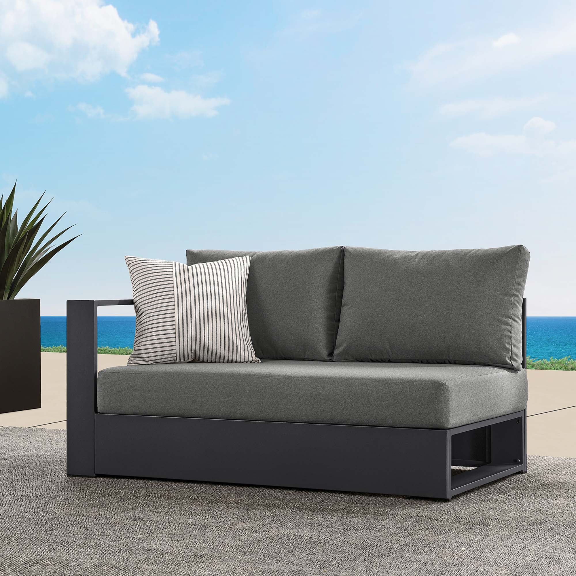 Modway Tahoe Outdoor Patio Powder-Coated Aluminum Modular Left-Facing Loveseat