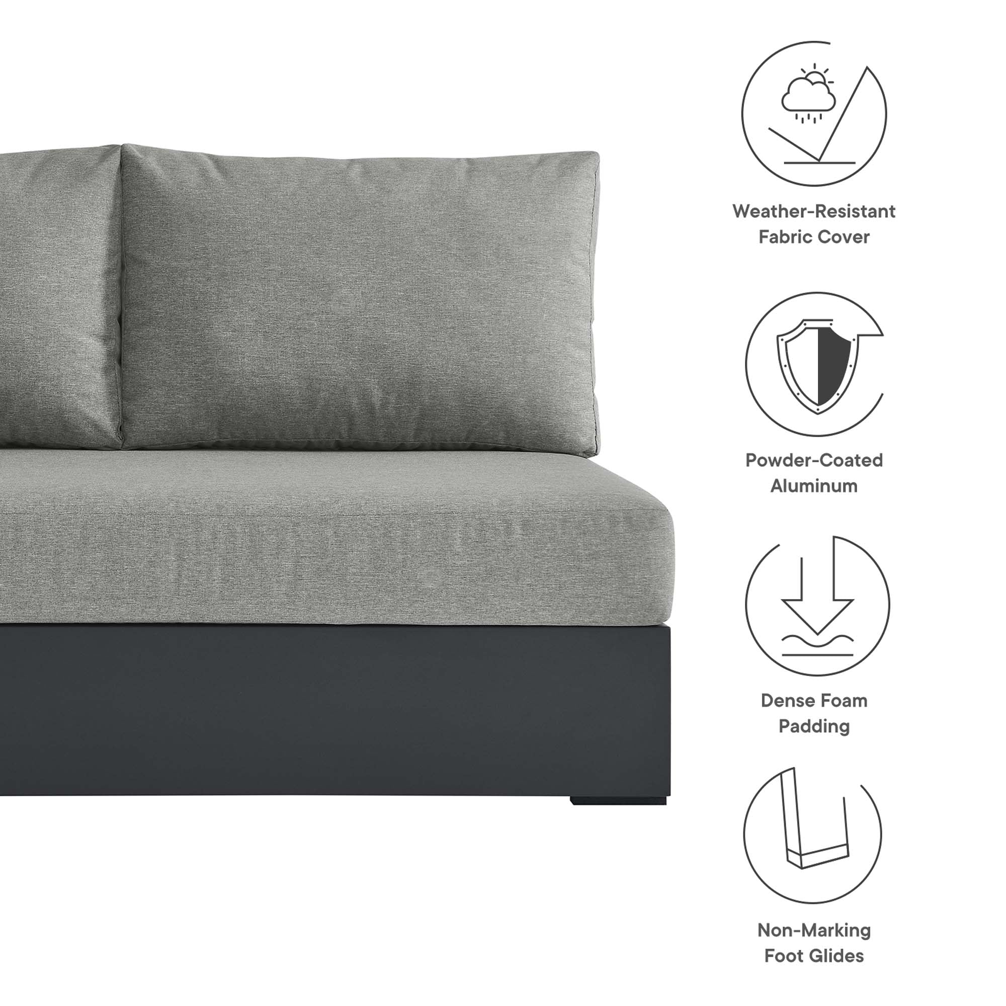 Modway Tahoe Outdoor Patio Powder-Coated Aluminum Modular Left-Facing Loveseat