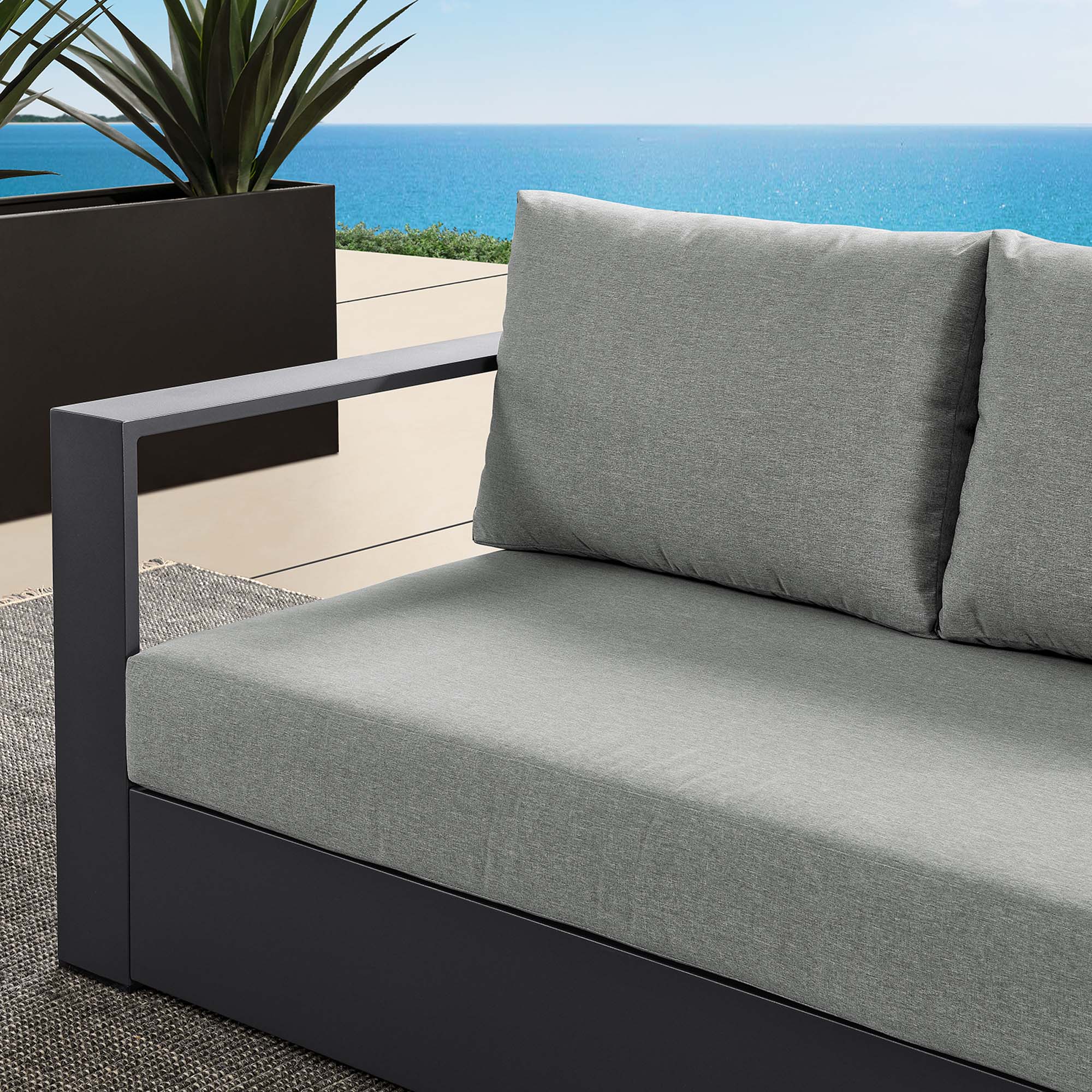 Modway Tahoe Outdoor Patio Powder-Coated Aluminum Modular Left-Facing Loveseat