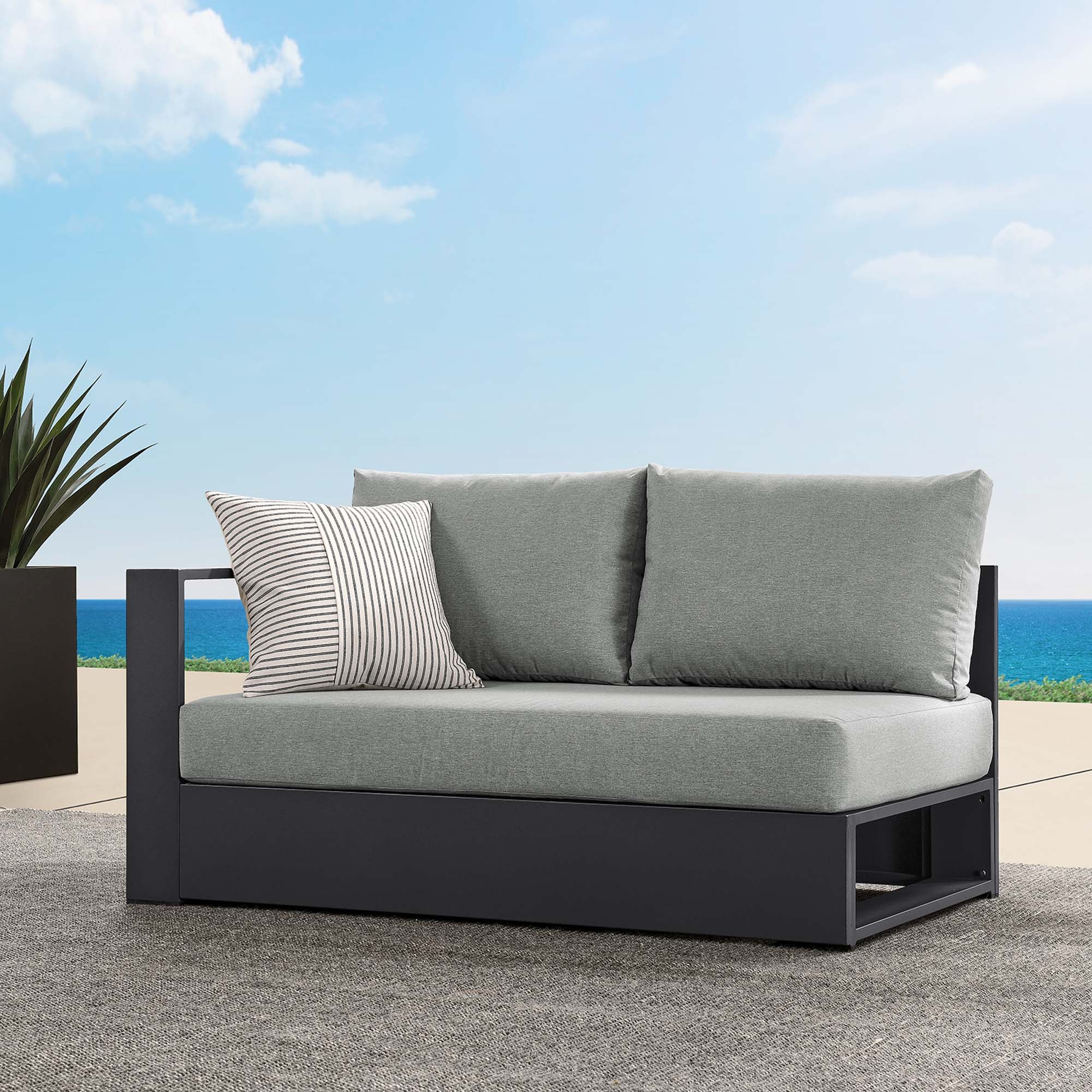 Modway Tahoe Outdoor Patio Powder-Coated Aluminum Modular Left-Facing Loveseat