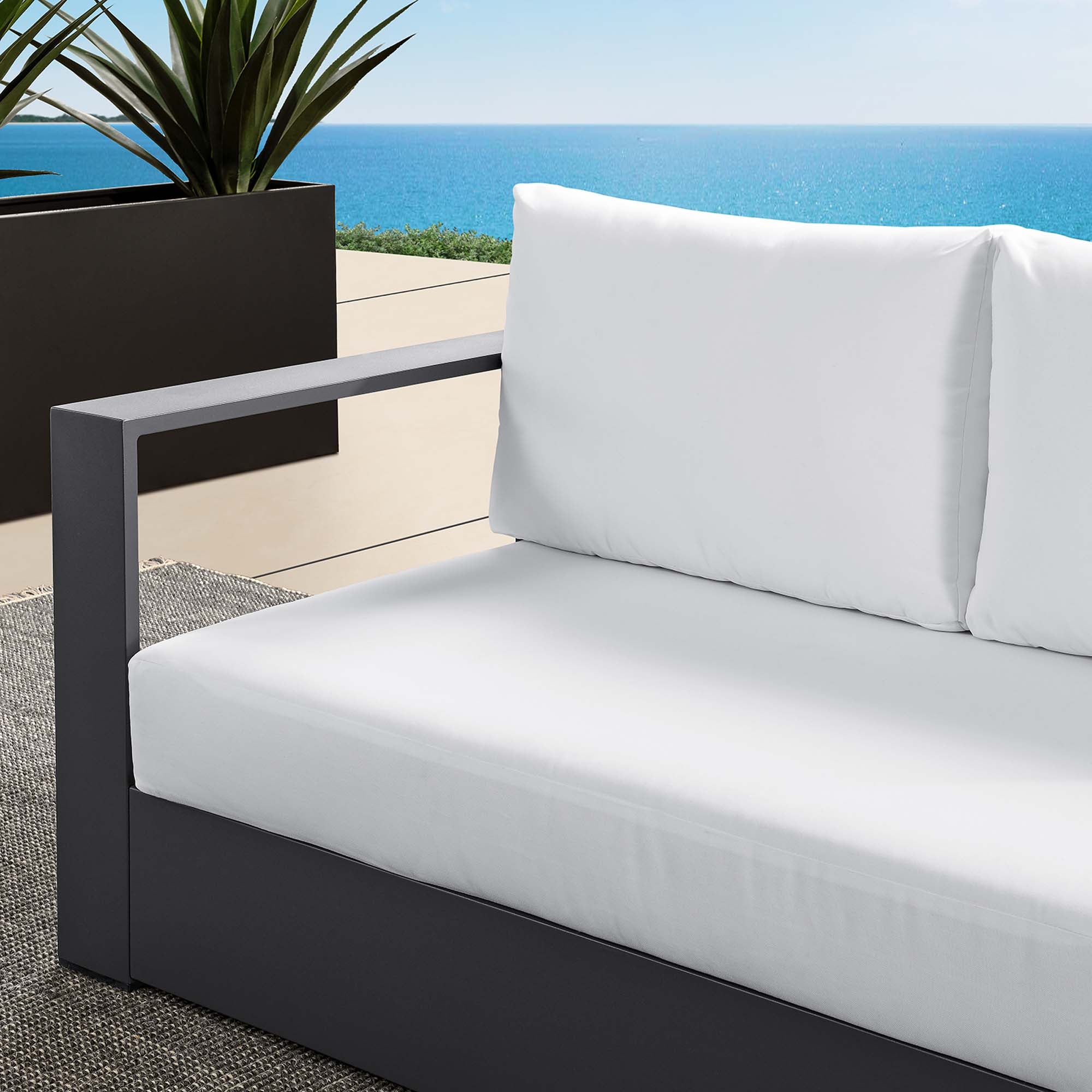 Modway Tahoe Outdoor Patio Powder-Coated Aluminum Modular Left-Facing Loveseat