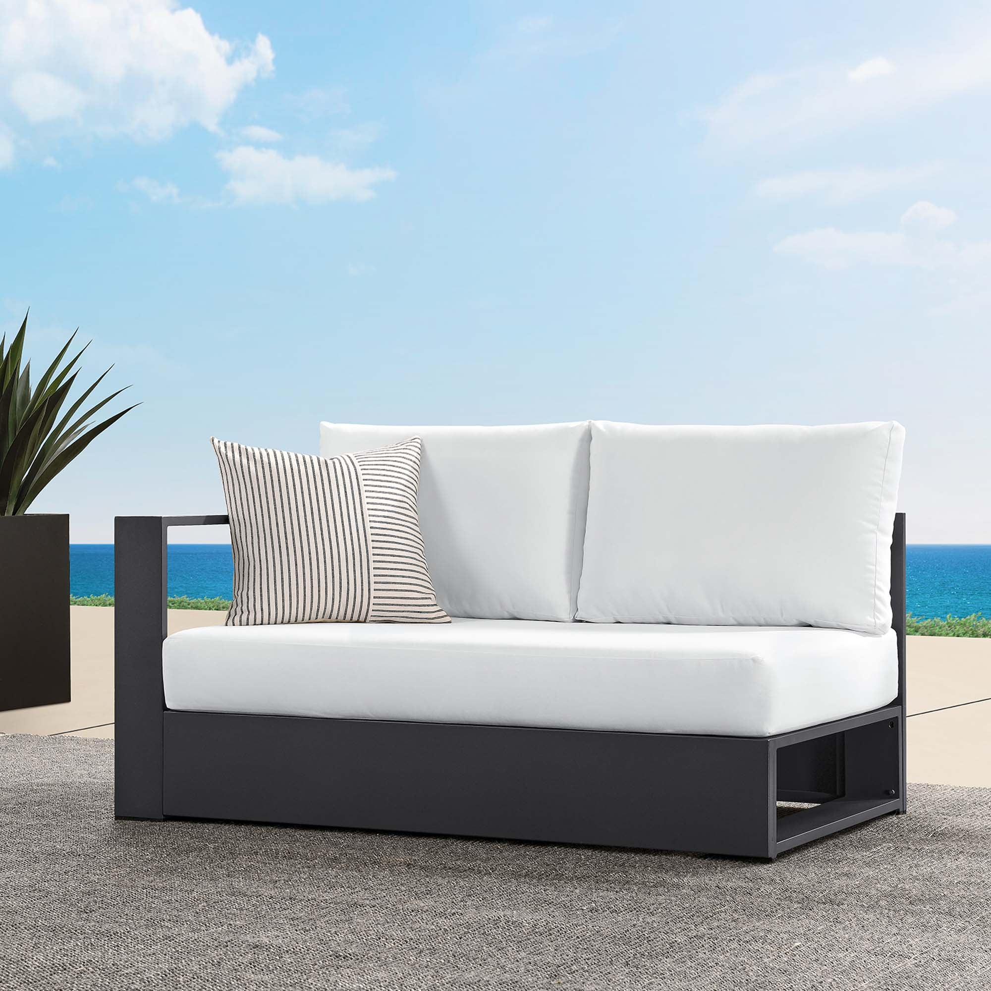 Modway Tahoe Outdoor Patio Powder-Coated Aluminum Modular Left-Facing Loveseat