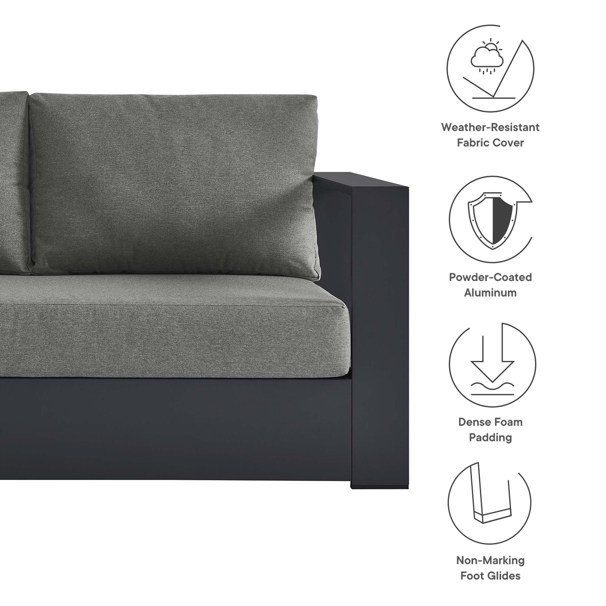 Modway Tahoe Outdoor Patio Powder-Coated Aluminum Modular Right-Facing Loveseat