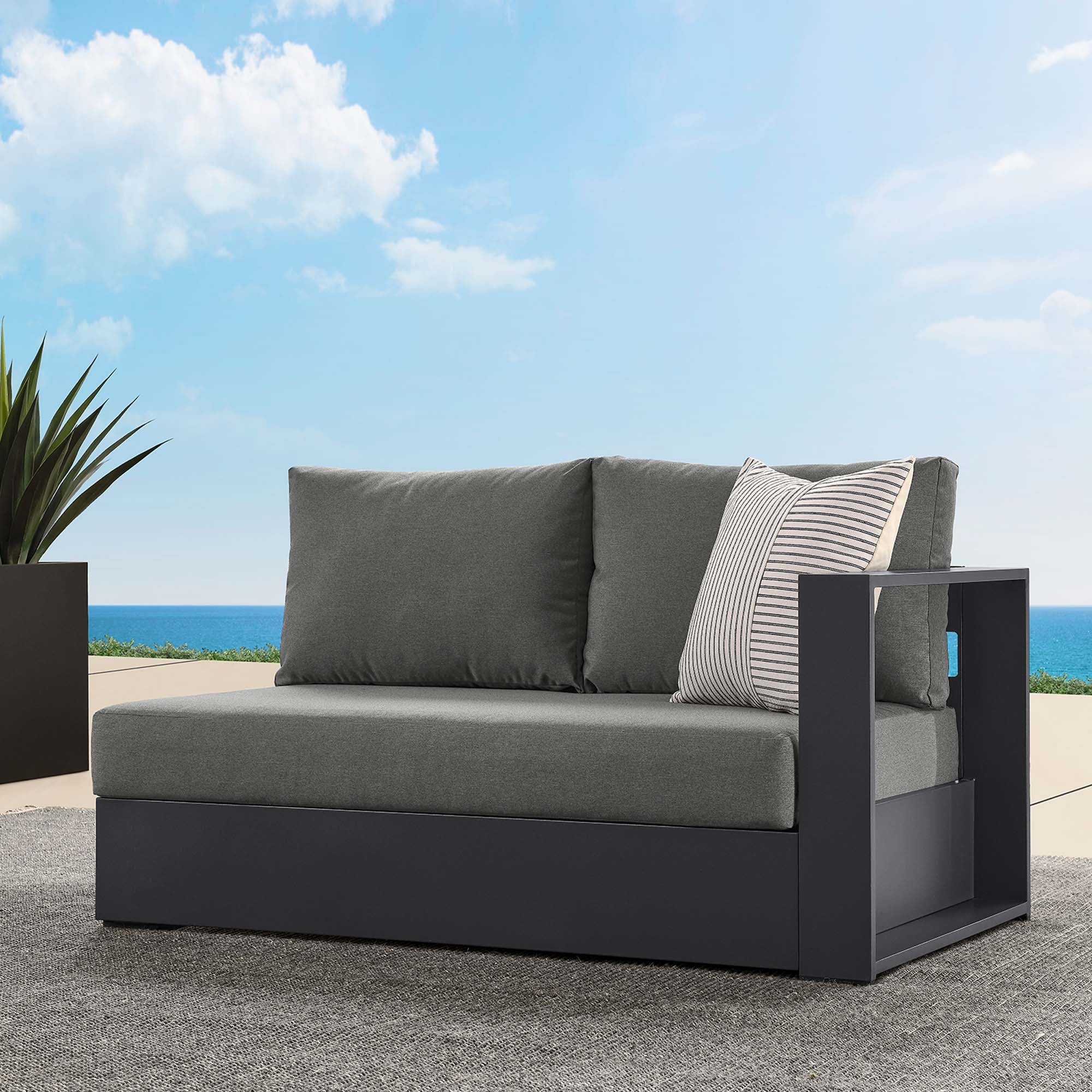 Modway Tahoe Outdoor Patio Powder-Coated Aluminum Modular Right-Facing Loveseat