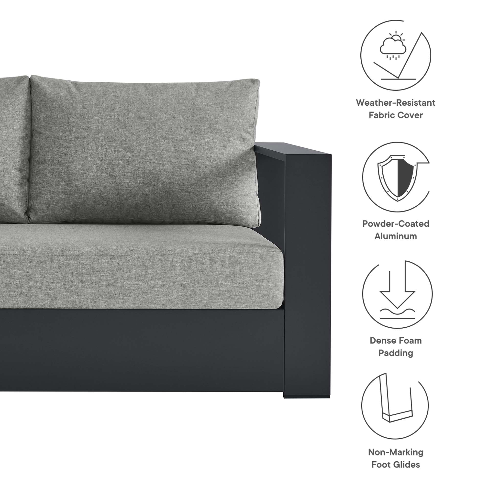 Modway Tahoe Outdoor Patio Powder-Coated Aluminum Modular Right-Facing Loveseat