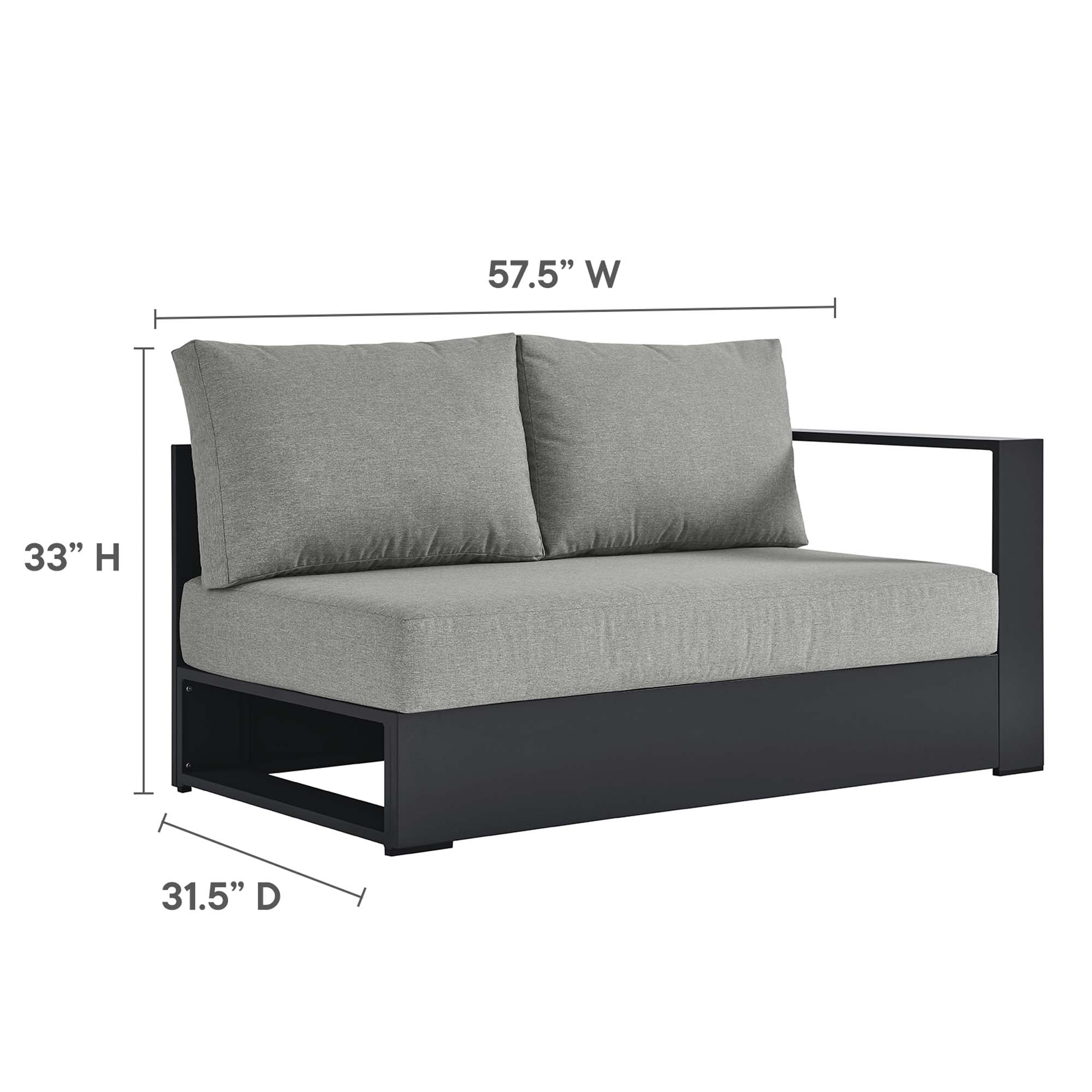 Modway Tahoe Outdoor Patio Powder-Coated Aluminum Modular Right-Facing Loveseat