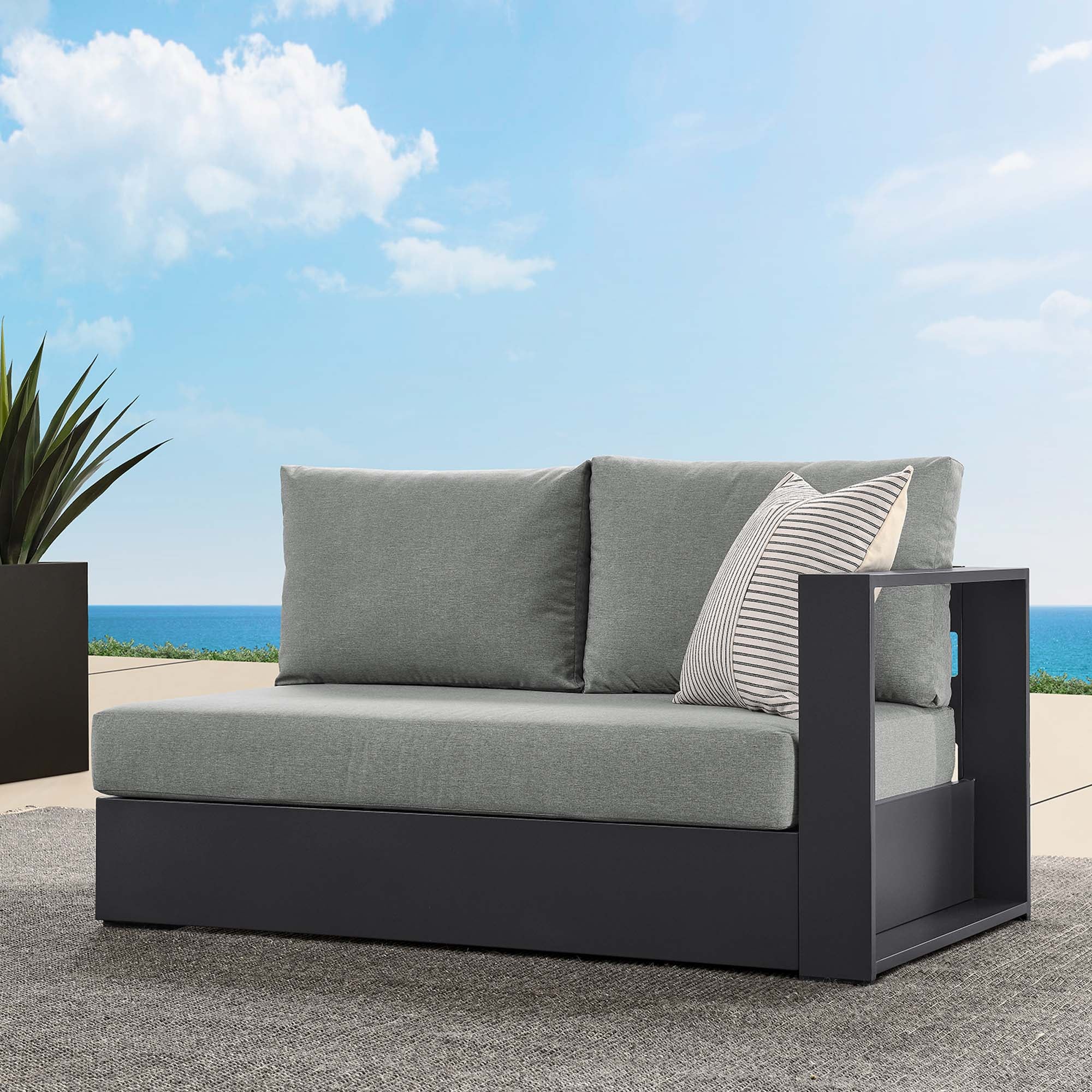 Modway Tahoe Outdoor Patio Powder-Coated Aluminum Modular Right-Facing Loveseat