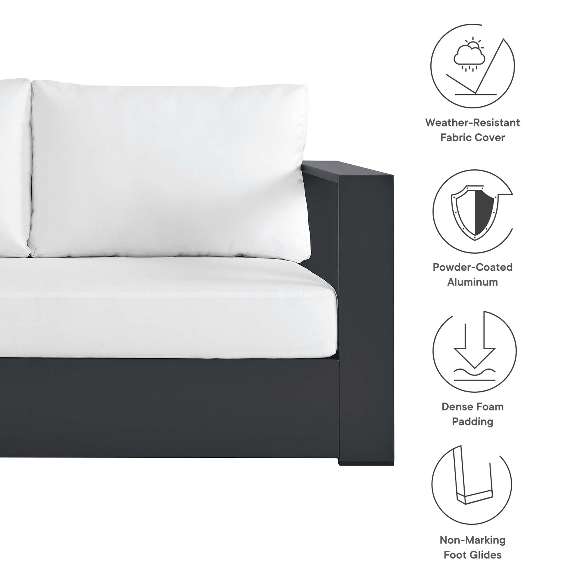 Modway Tahoe Outdoor Patio Powder-Coated Aluminum Modular Right-Facing Loveseat