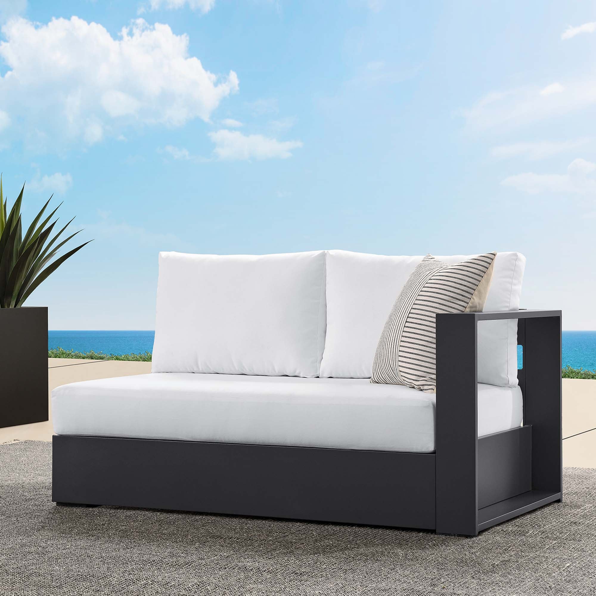 Modway Tahoe Outdoor Patio Powder-Coated Aluminum Modular Right-Facing Loveseat