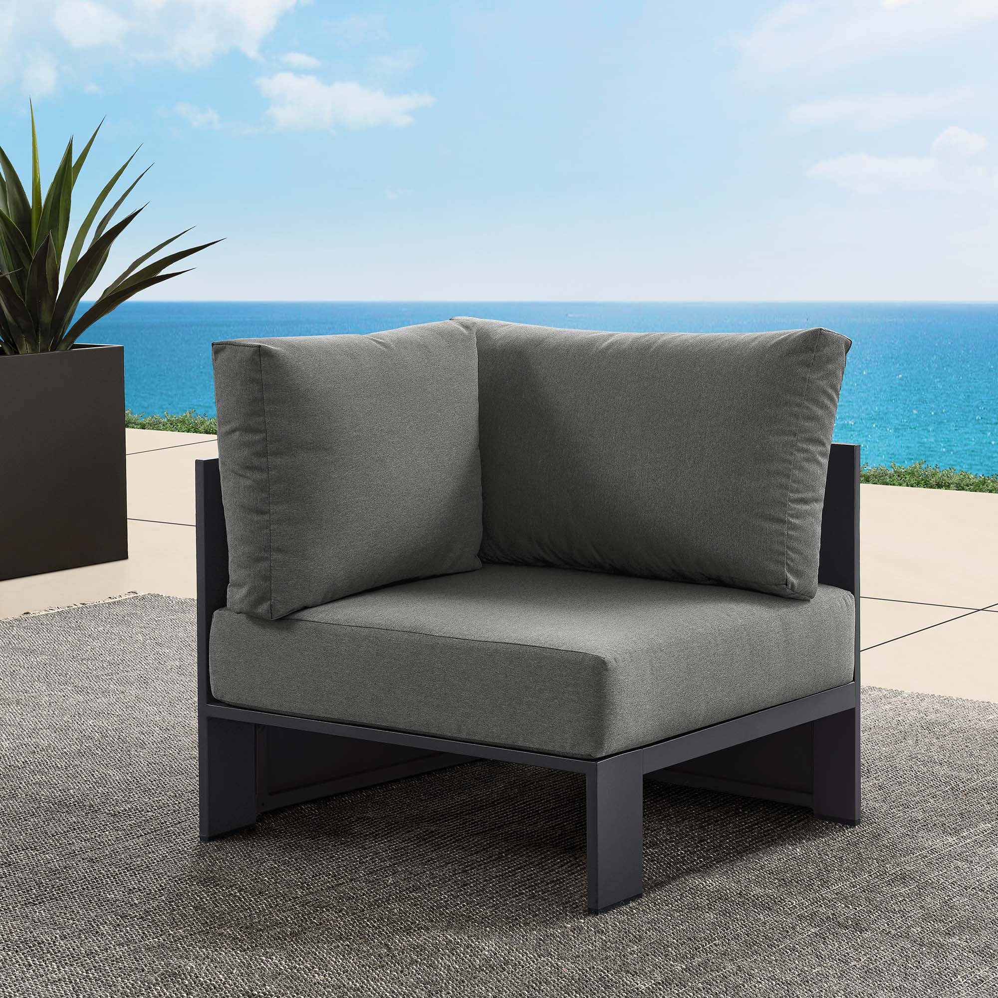 Modway Tahoe Outdoor Patio Powder-Coated Aluminum Modular Corner Chair