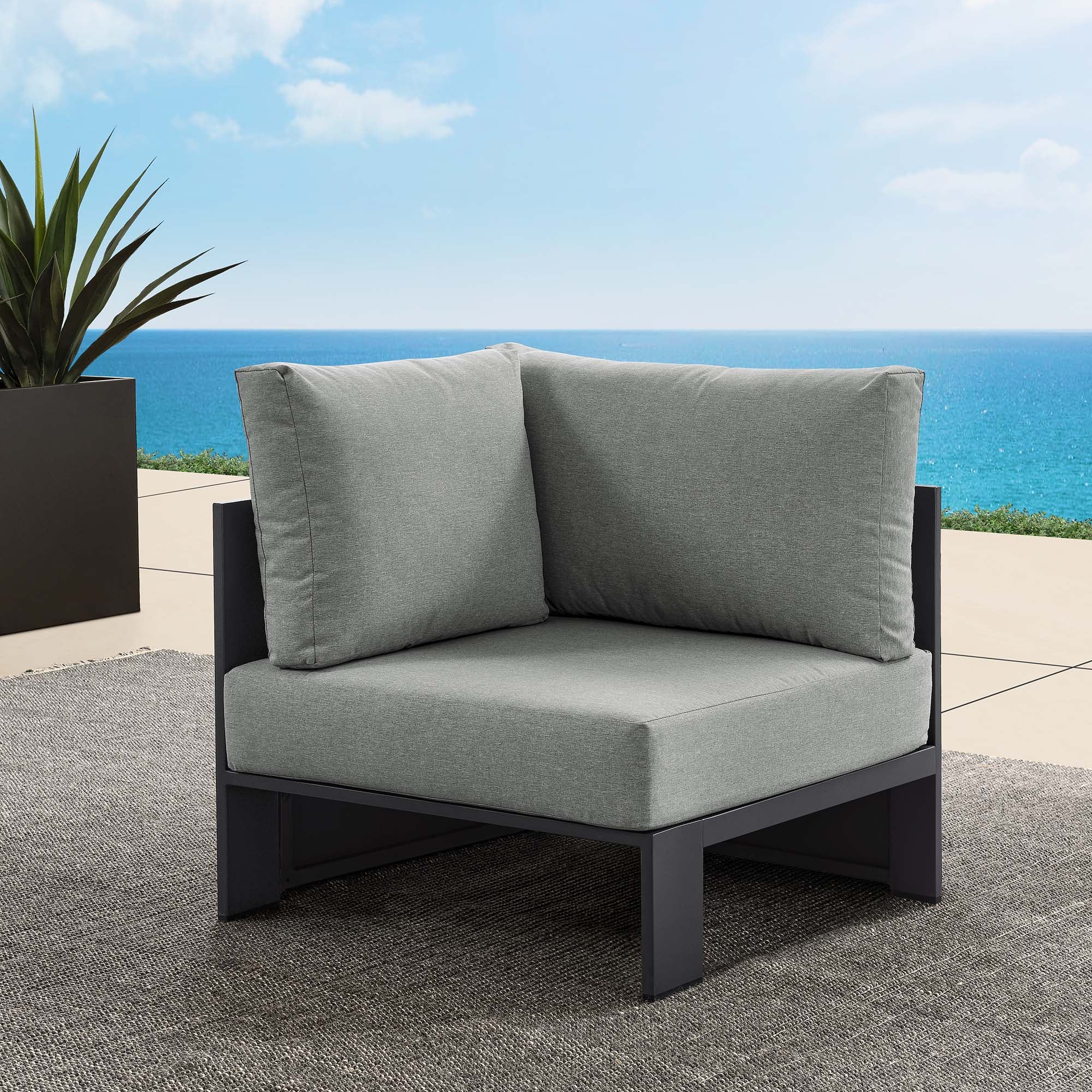 Modway Tahoe Outdoor Patio Powder-Coated Aluminum Modular Corner Chair
