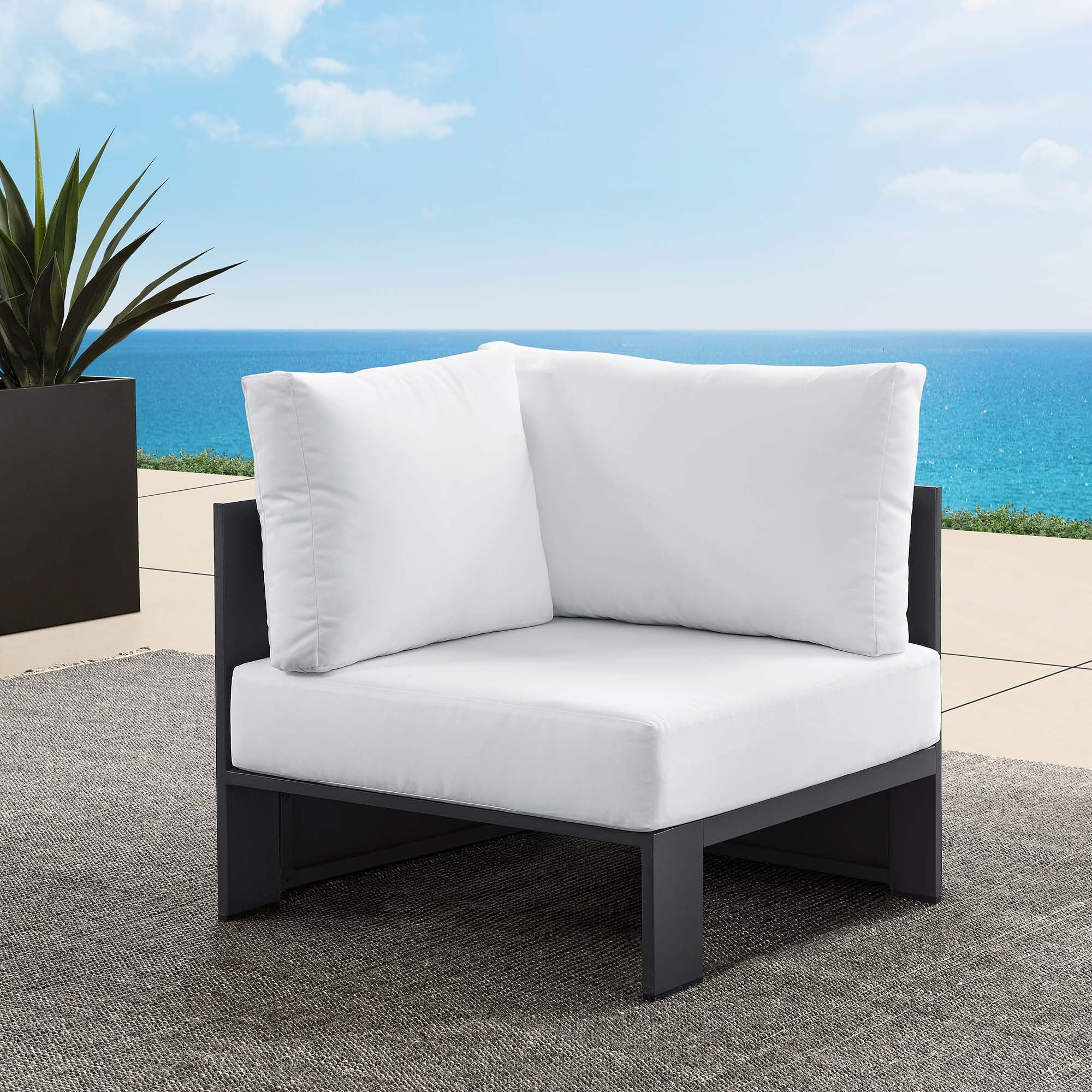 Modway Tahoe Outdoor Patio Powder-Coated Aluminum Modular Corner Chair