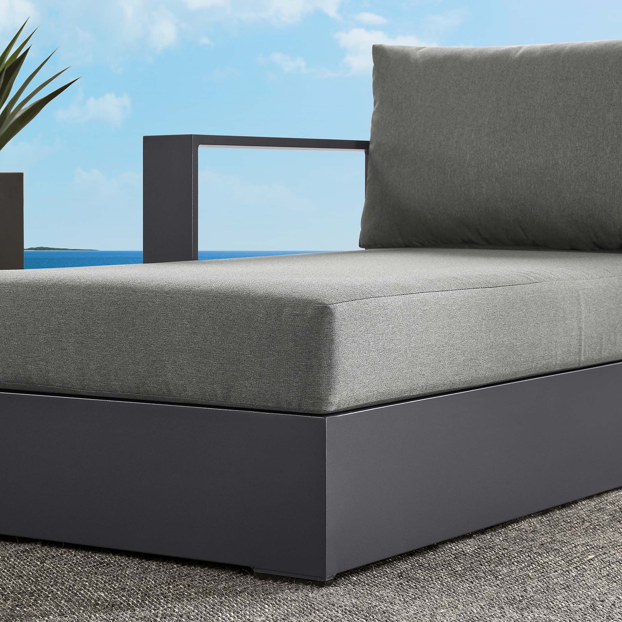 Modway Tahoe Outdoor Patio Powder-Coated Aluminum Modular Left-Facing Chaise Lounge