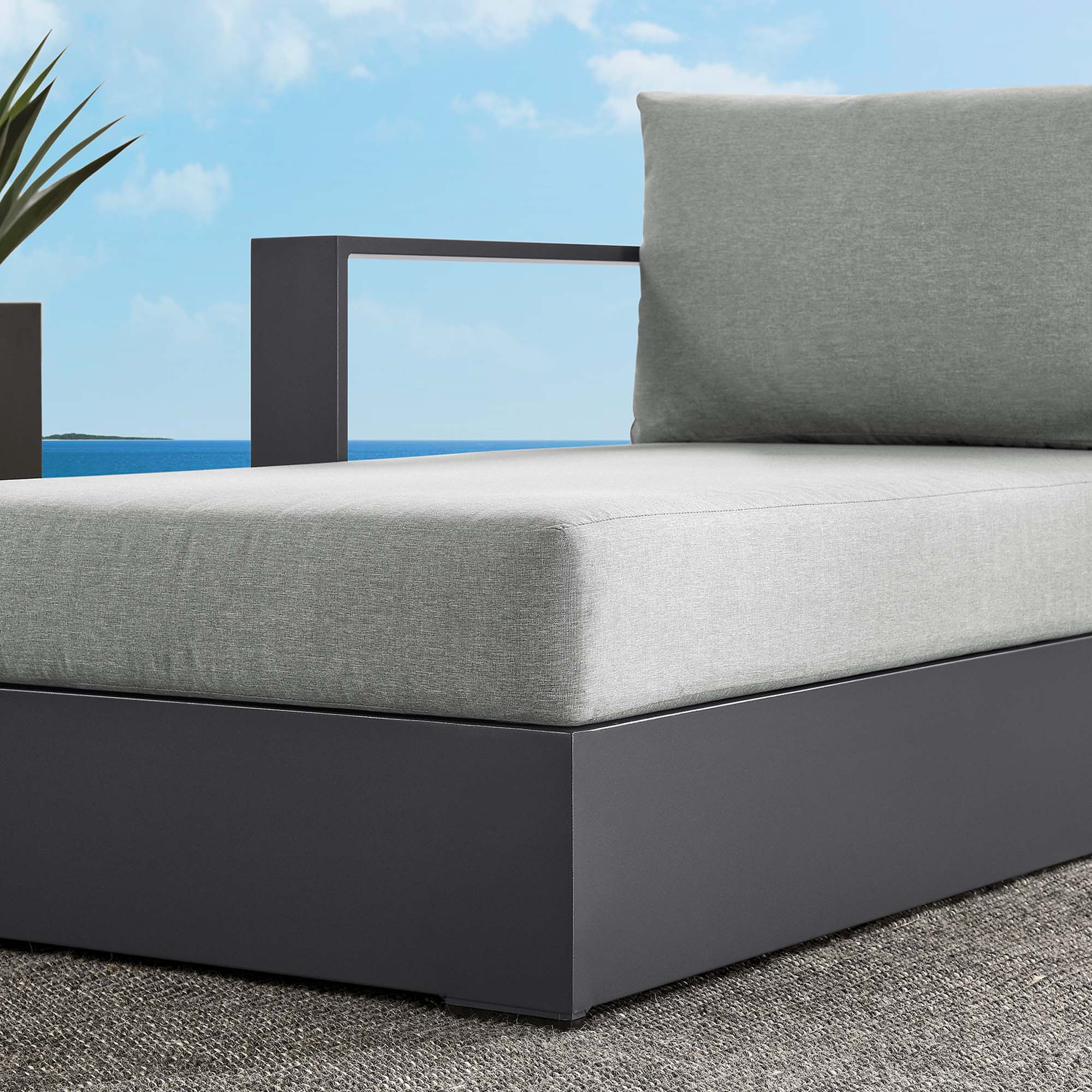 Modway Tahoe Outdoor Patio Powder-Coated Aluminum Modular Left-Facing Chaise Lounge