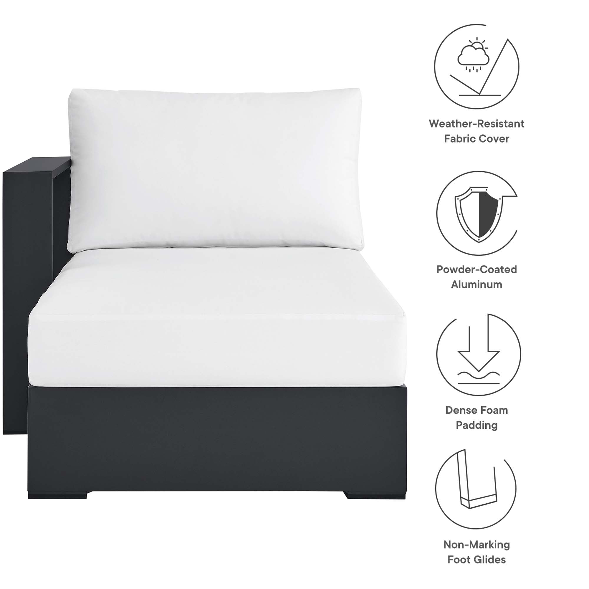 Modway Tahoe Outdoor Patio Powder-Coated Aluminum Modular Left-Facing Chaise Lounge